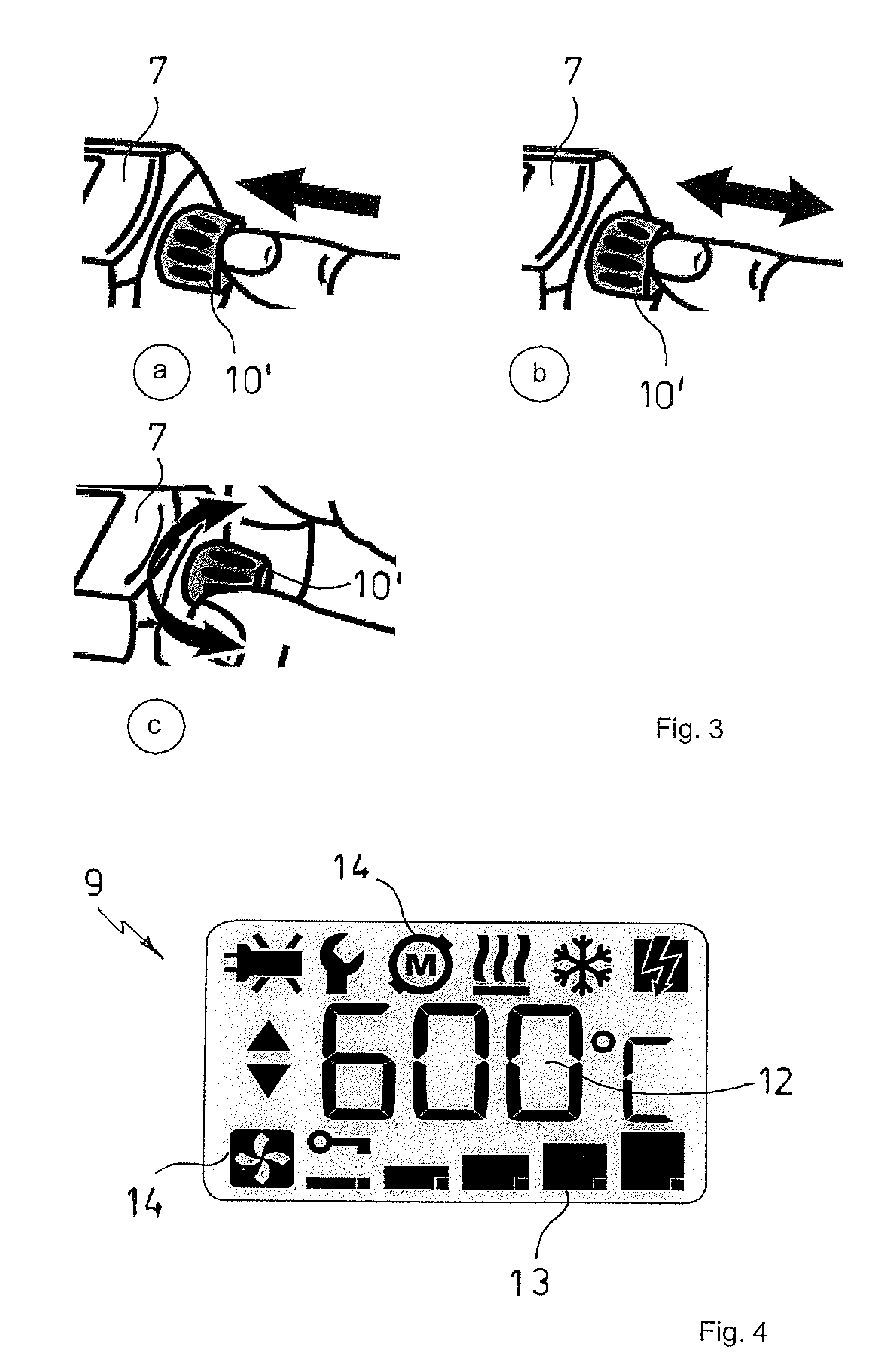 Hand-held hot air device with a digital operating device with a universal operating element