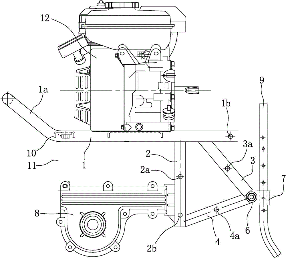 A micro tillage machine engine and screw transmission box installation structure