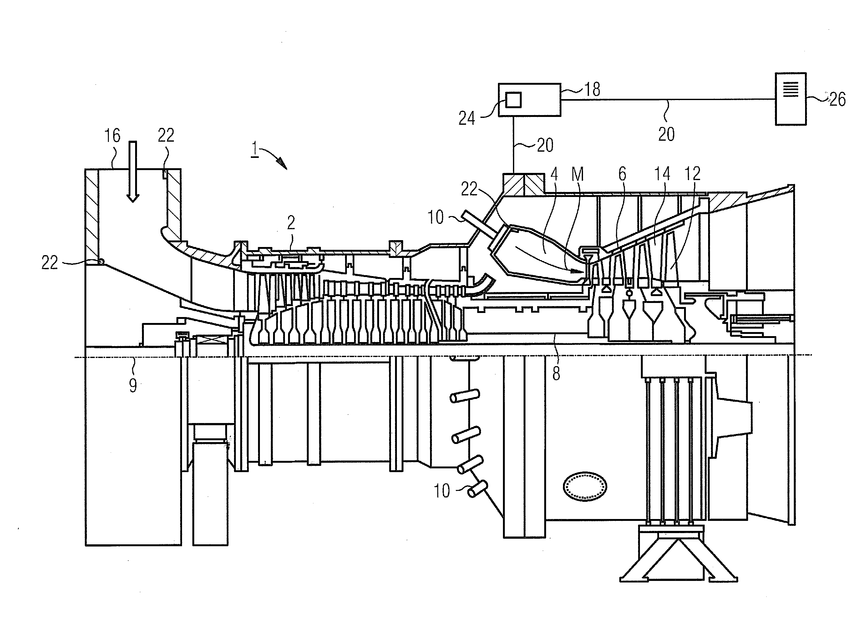 Method for determining the suction mass flow of a gas turbine