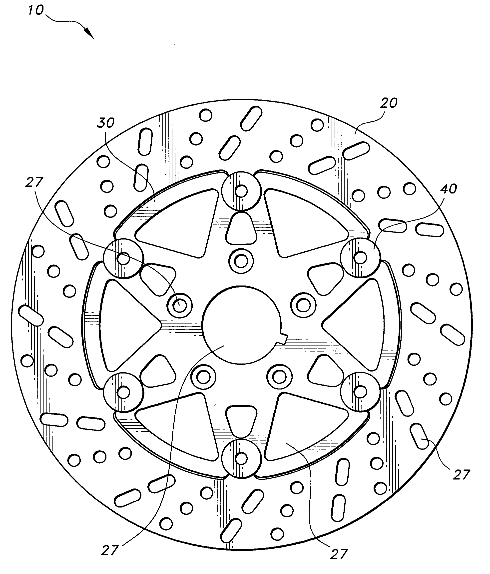 Floating brake rotor assembly with non-load bearing pins