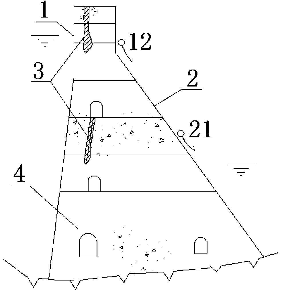 Method for water interception curtain grouting in leakage concrete