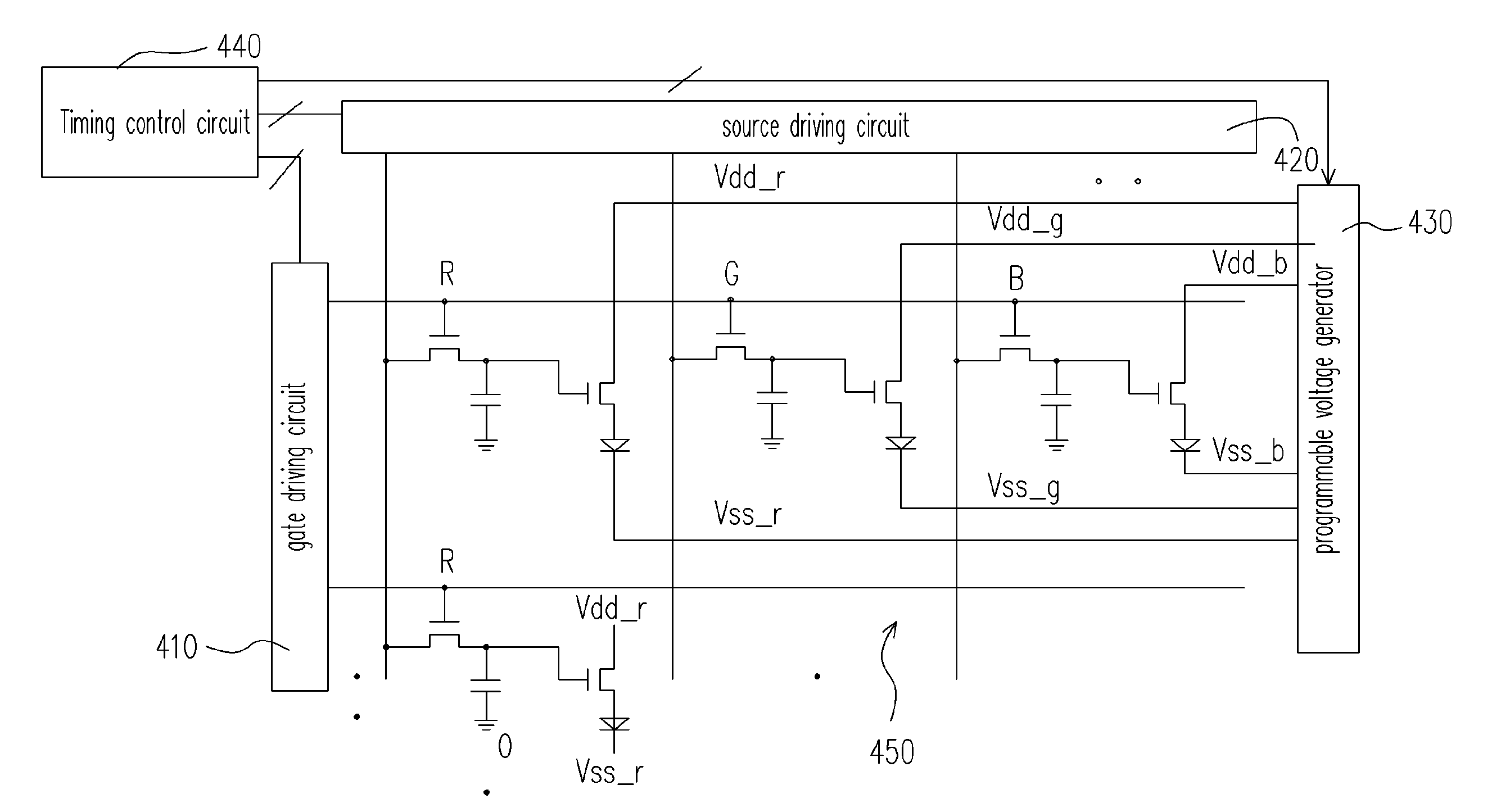 [active matrix OLED driving control circuit capable of dynamically adjusting white balance and adjusting method thereof]