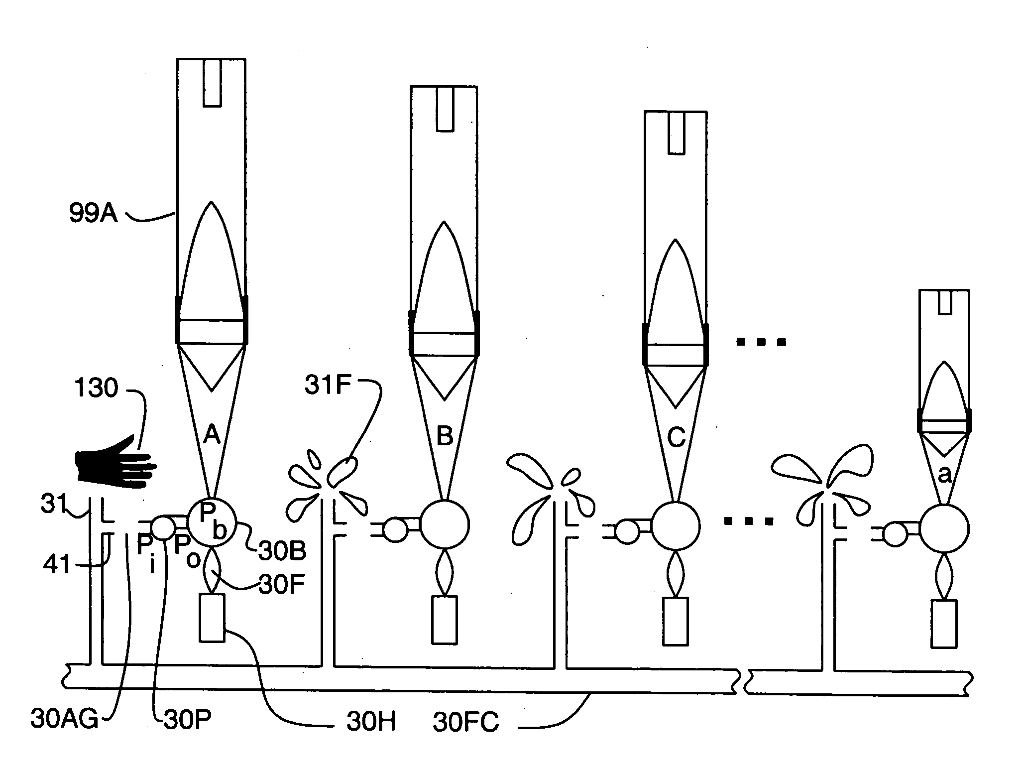 Fluid user interface such as immersive multimediator or input/output device with one or more spray jets