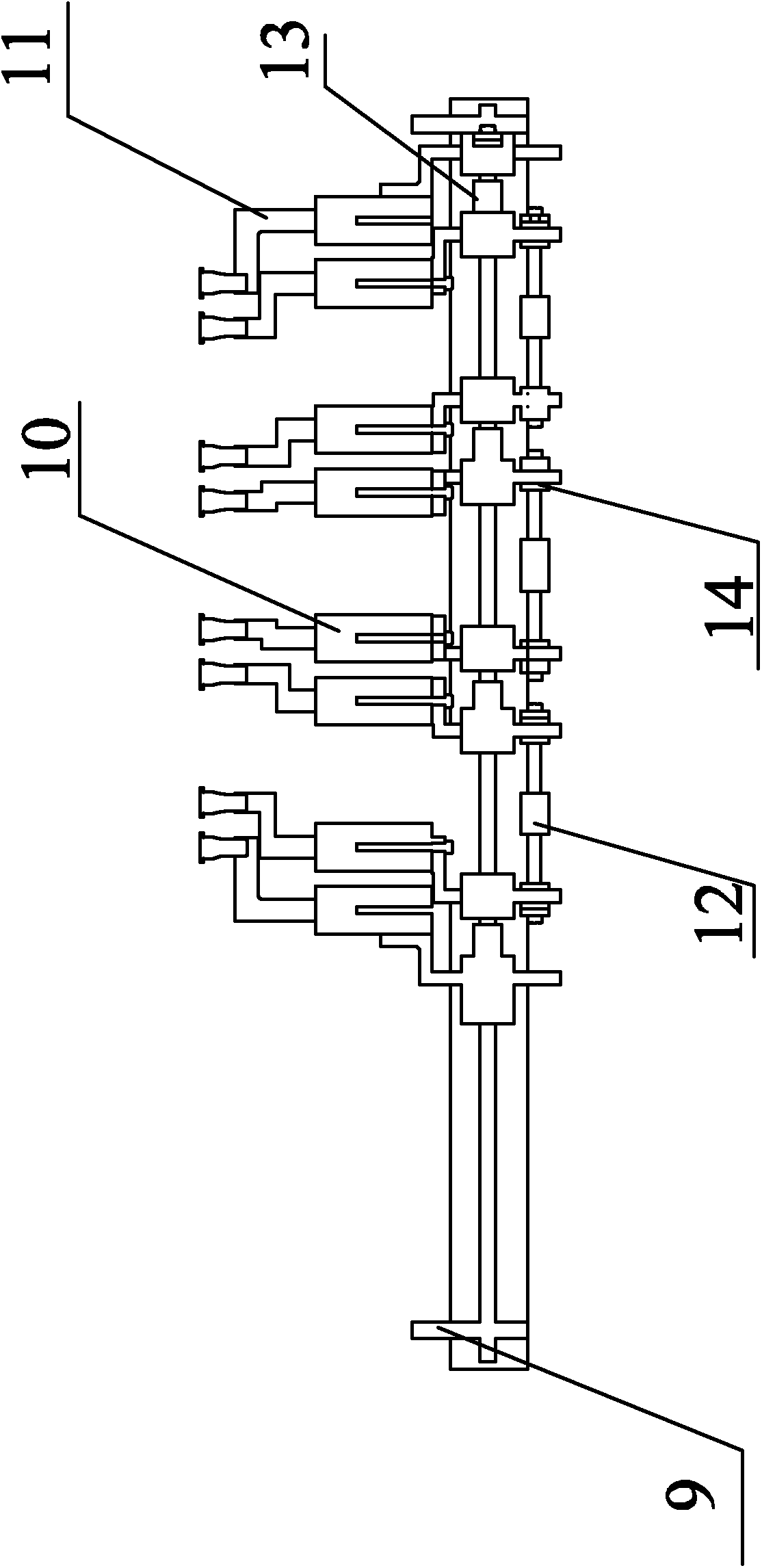 T-shaped interface supply device for non-polyvinyl chloride (PVC) soft bag large transfusion production line