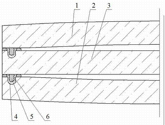 Glass-welded convex surface double-low altitude-layer glass with edge sealed by sealing grooves and strips and production method thereof