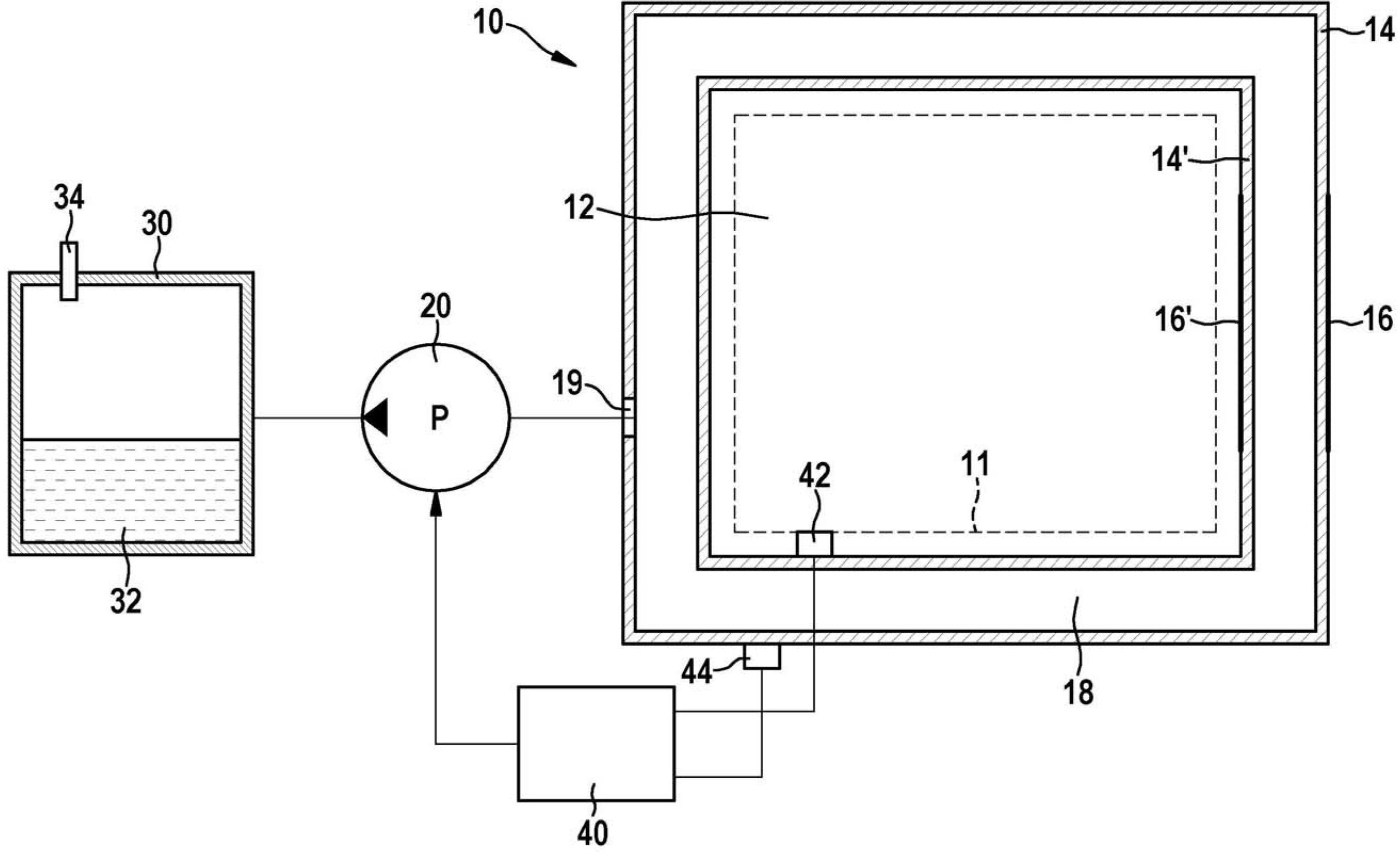 Controllable, thermally insulated housing and method for the control thereof