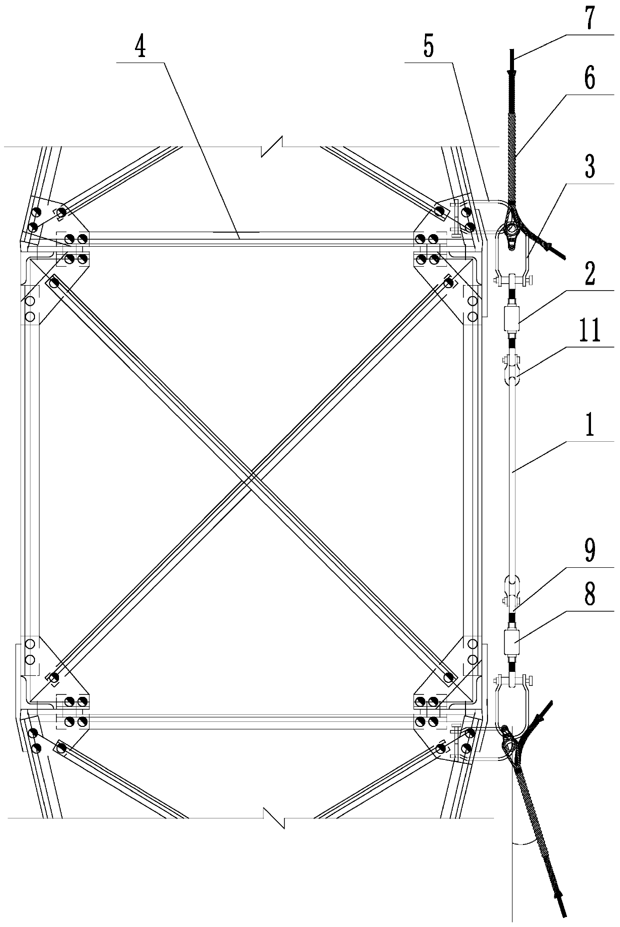 An adss optical cable force unloading device for an iron tower