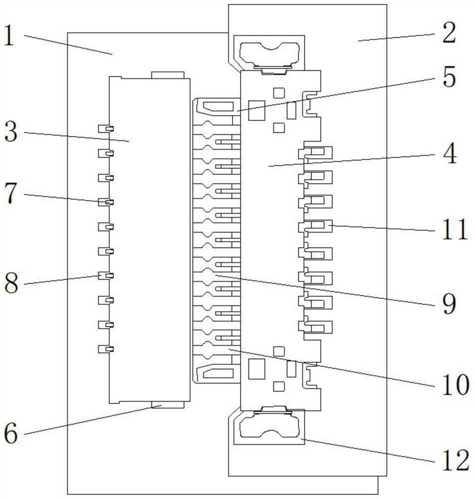 Horizontal board-to-board connector with two sides conducted simultaneously