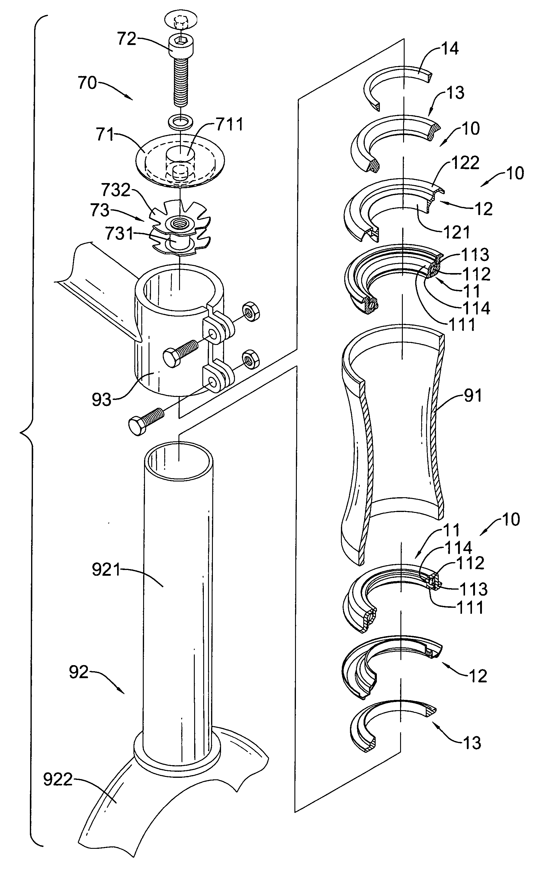 Bearing assembly for a steering apparatus of a bicycle