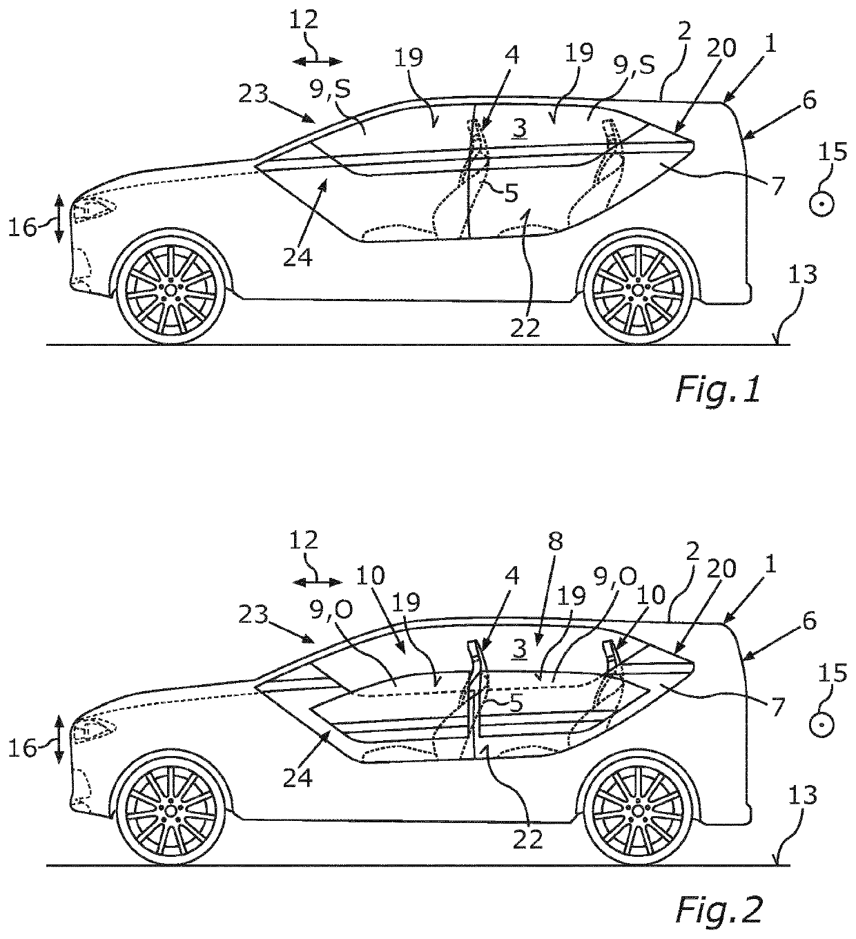 Side Structure for a Passenger Vehicle With a Lowerable Side Window, and Passenger Vehicle