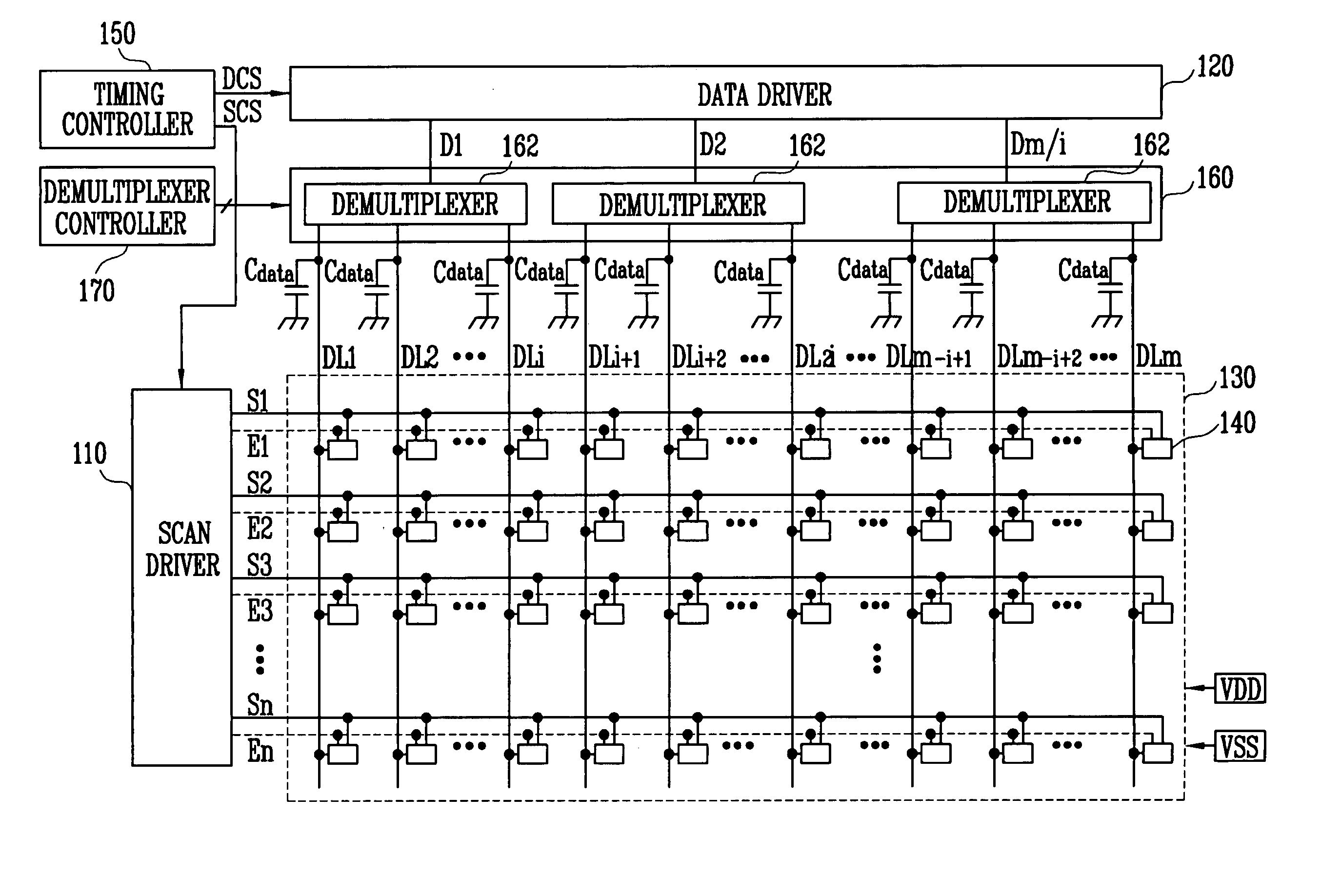 Light emitting display and driving method including demultiplexer circuit