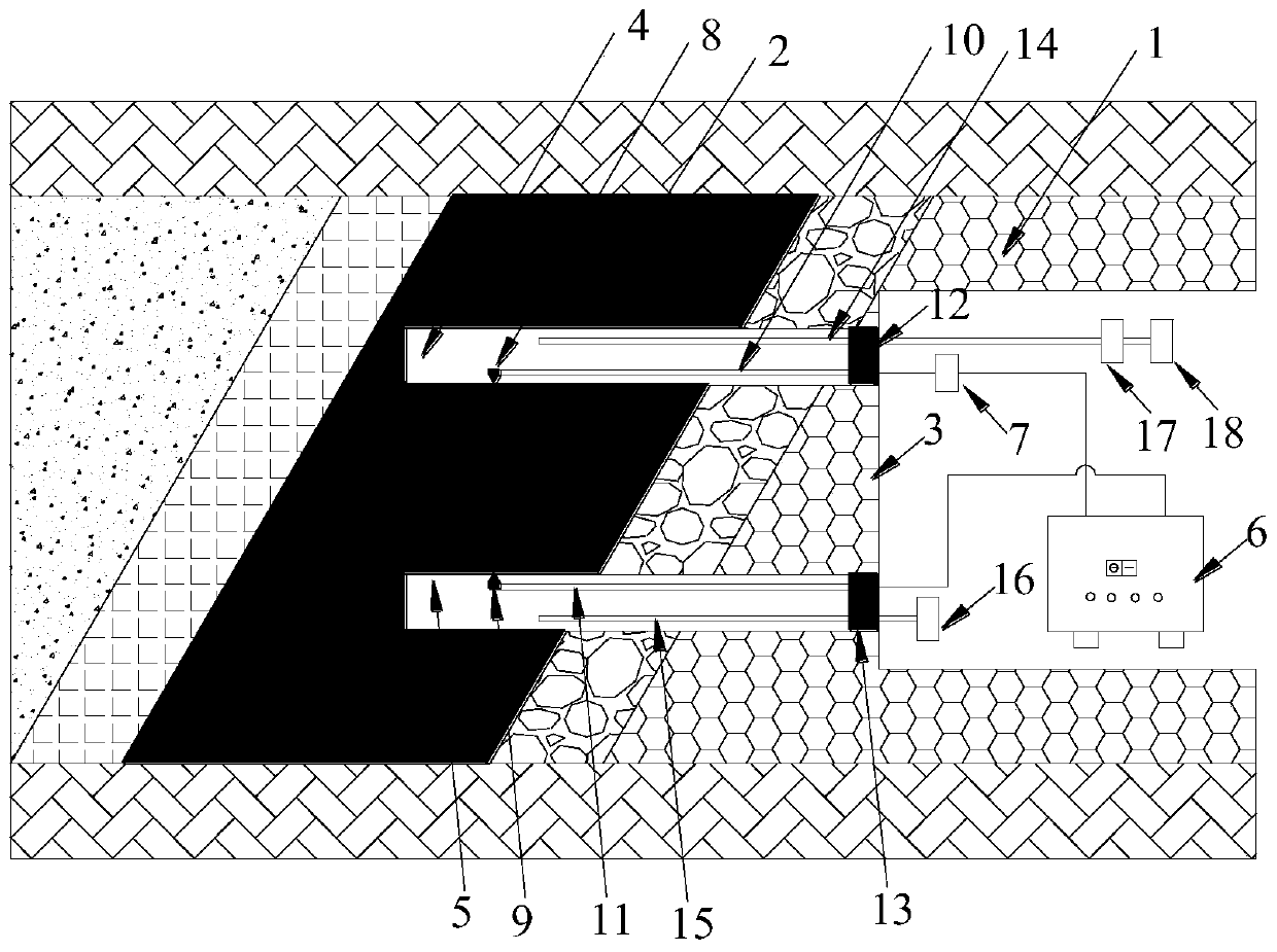Rock cross-cut coal uncovering method based on gas injection displacement enhanced electric pulse fracturing