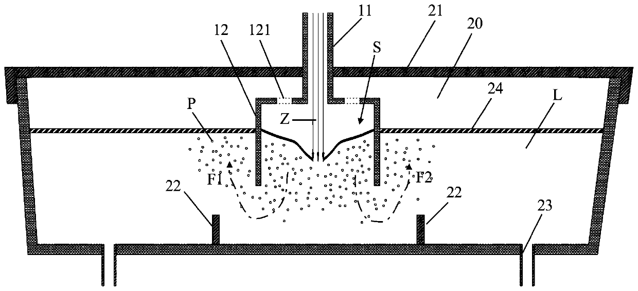 Long nozzle structure for free injecting flow of tundish and argon blowing smelting method