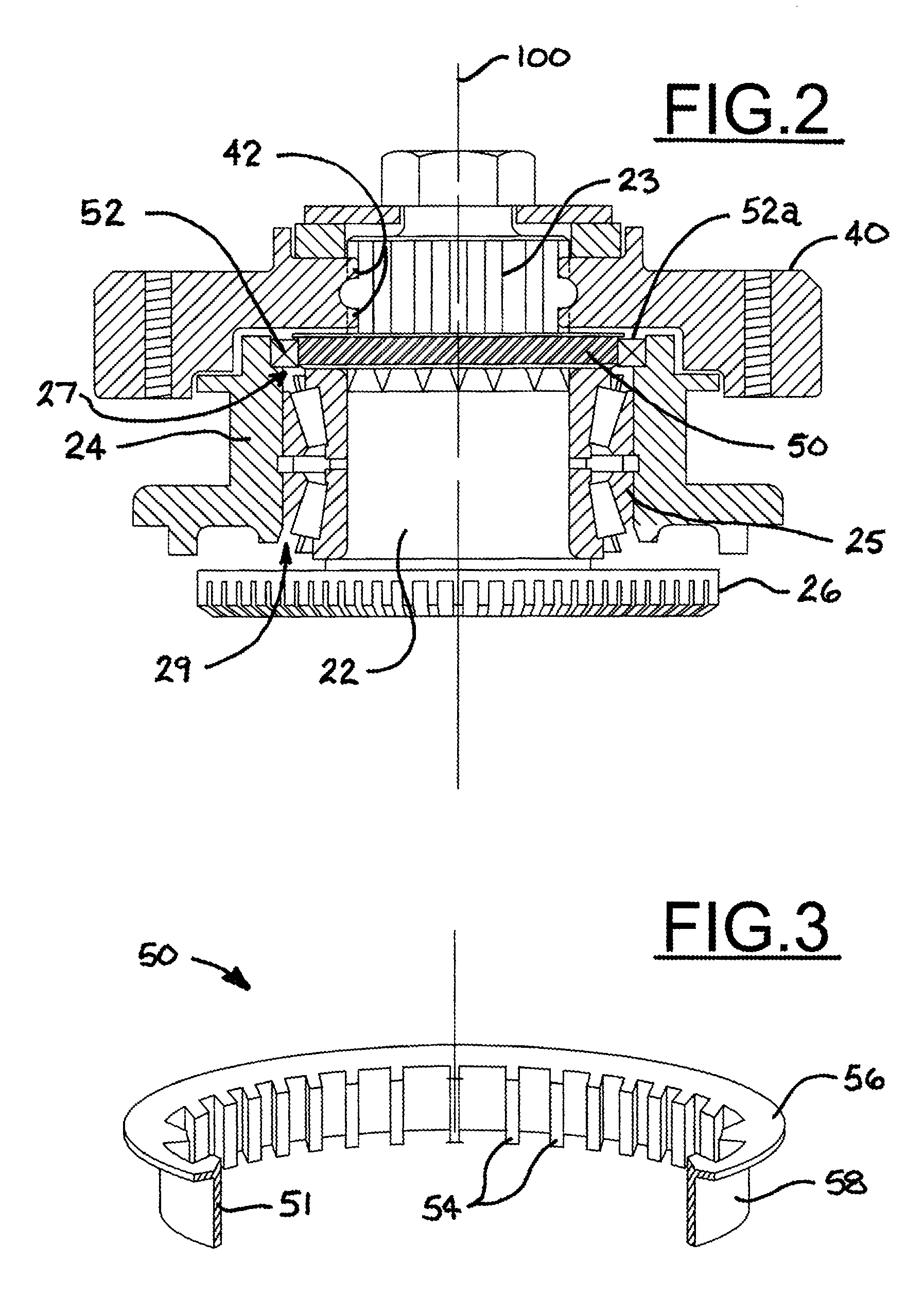 Seal hub for protection of seal and bearing from metal fragments due to shearing of a shock device