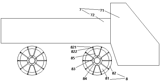 Truck with cover tyres provided with deformation holes