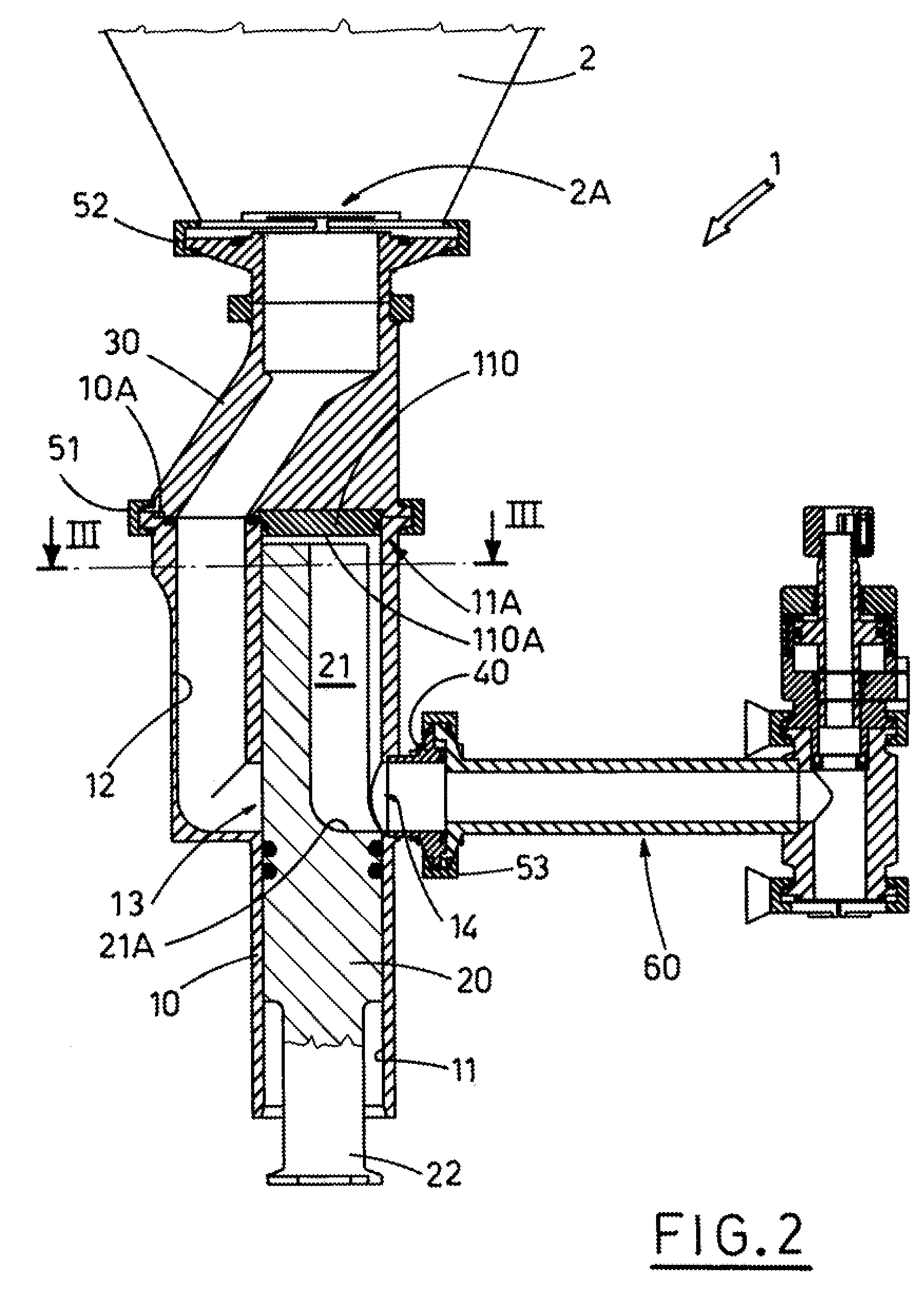 Device for delivering paste substances into containers