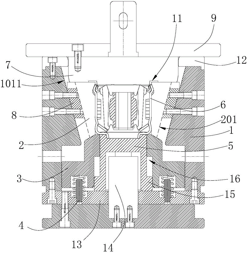 Liquid-sealed bushing assembly device