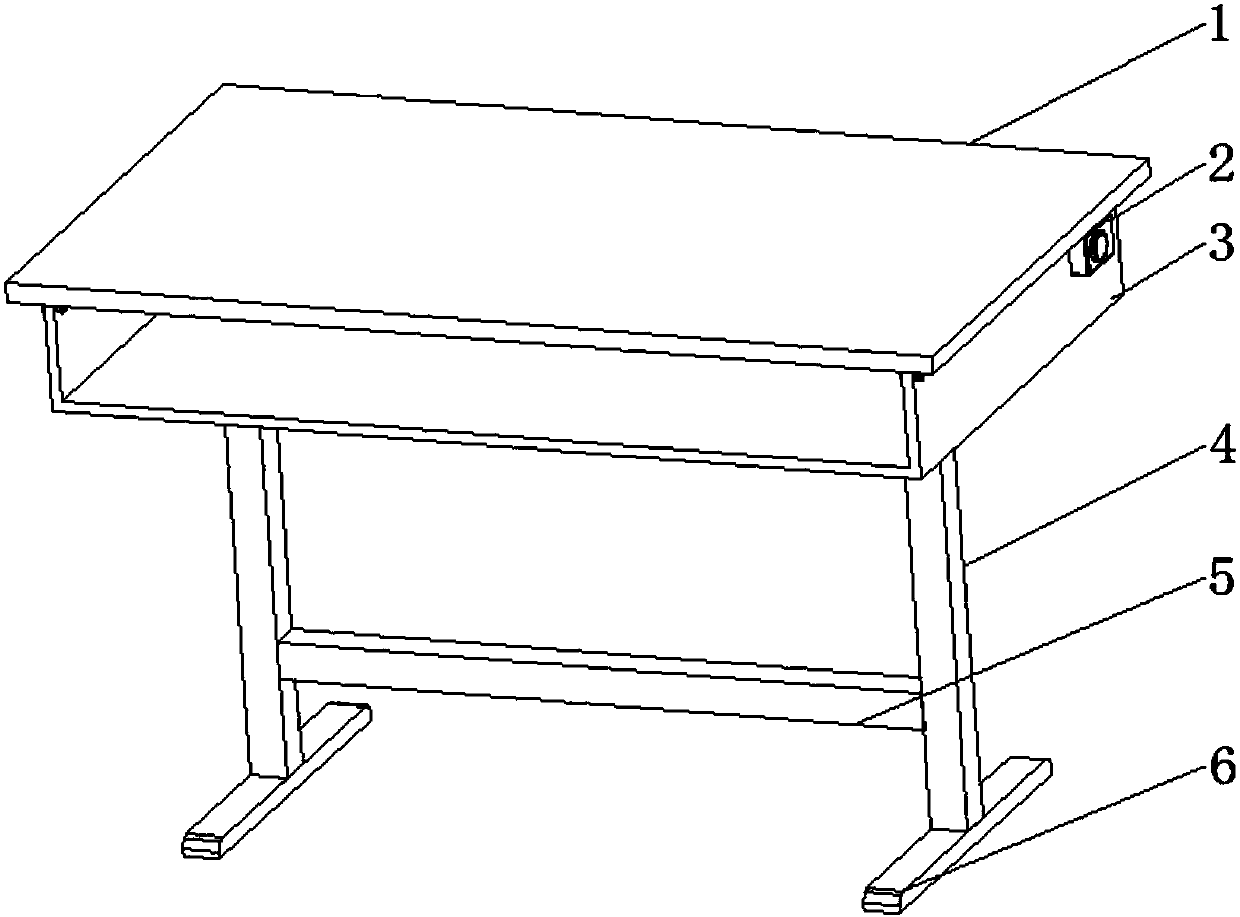 Student desk provided with adjustable desk board
