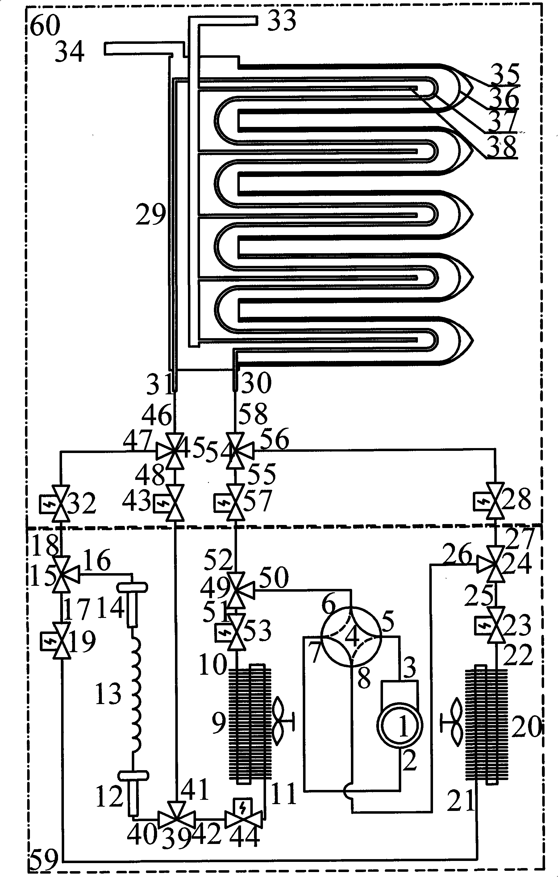 Balcony wall hanging solar energy-air source composite heat pump system