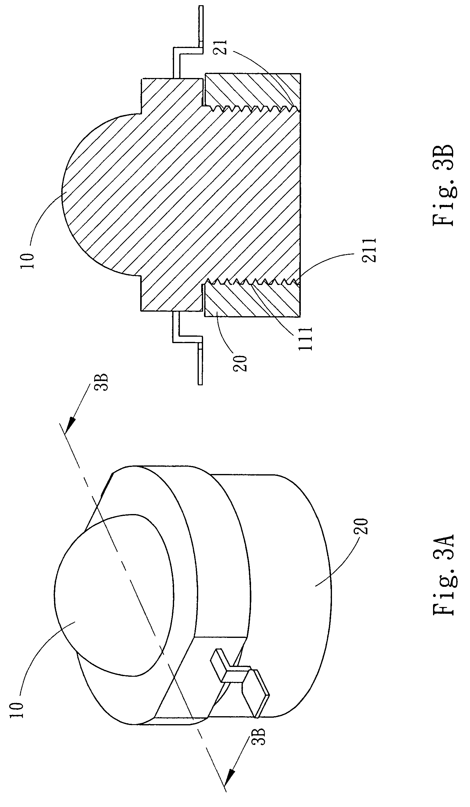 LED light structure and combination device thereof