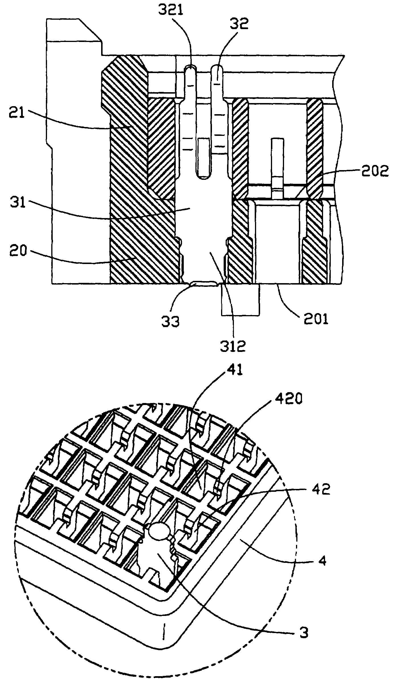 High density connector with enhanced structure