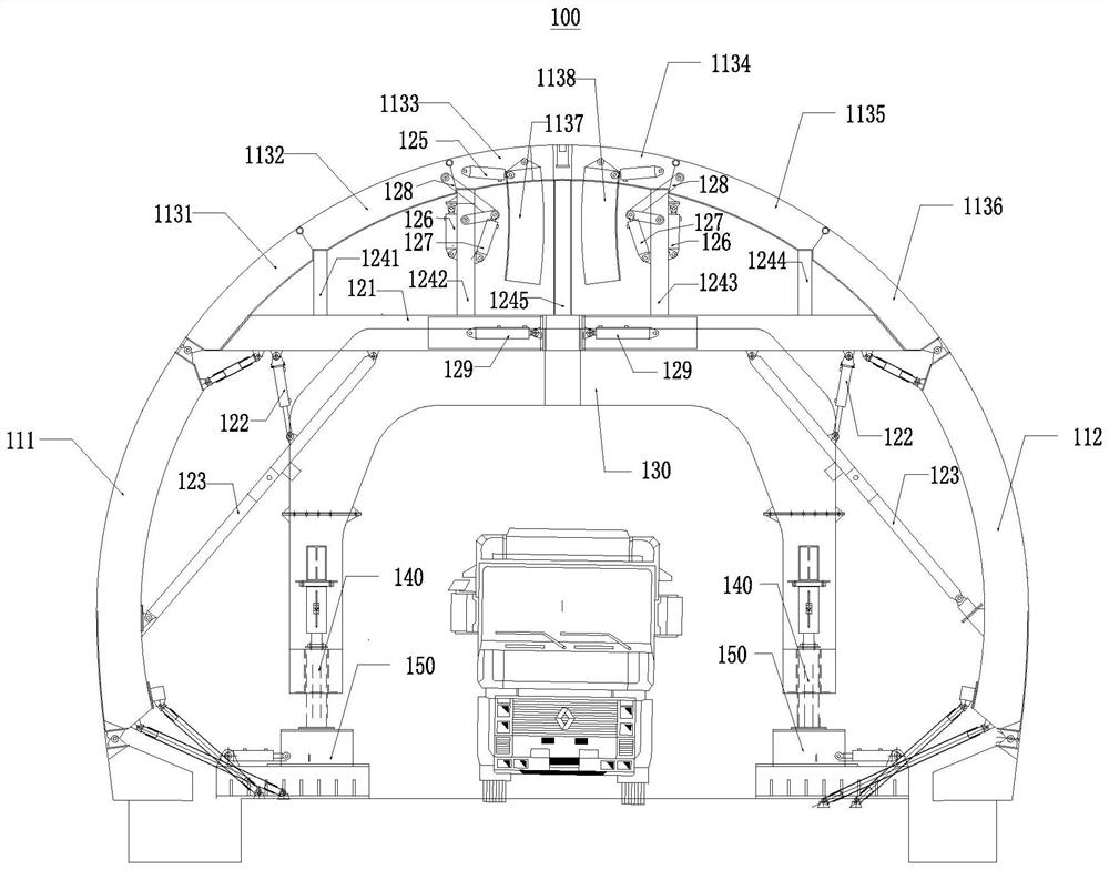 Template self-adaptive transformation system of lining trolley and transformation method of template self-adaptive transformation system