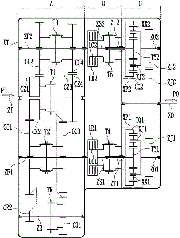 Three-section-combined parallel planetary gear train gearbox