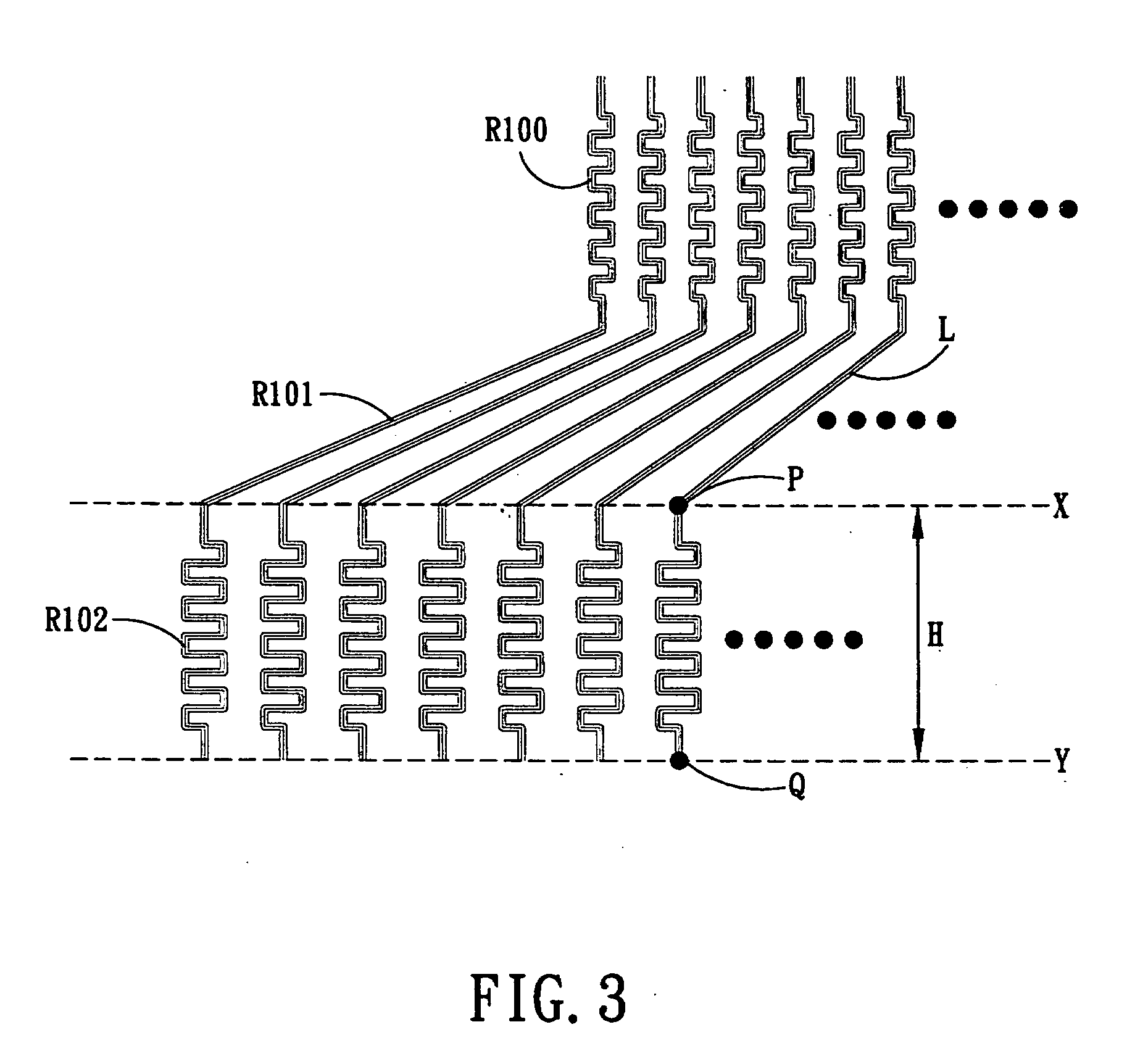 Electronic device with uniform-resistance fan-out blocks