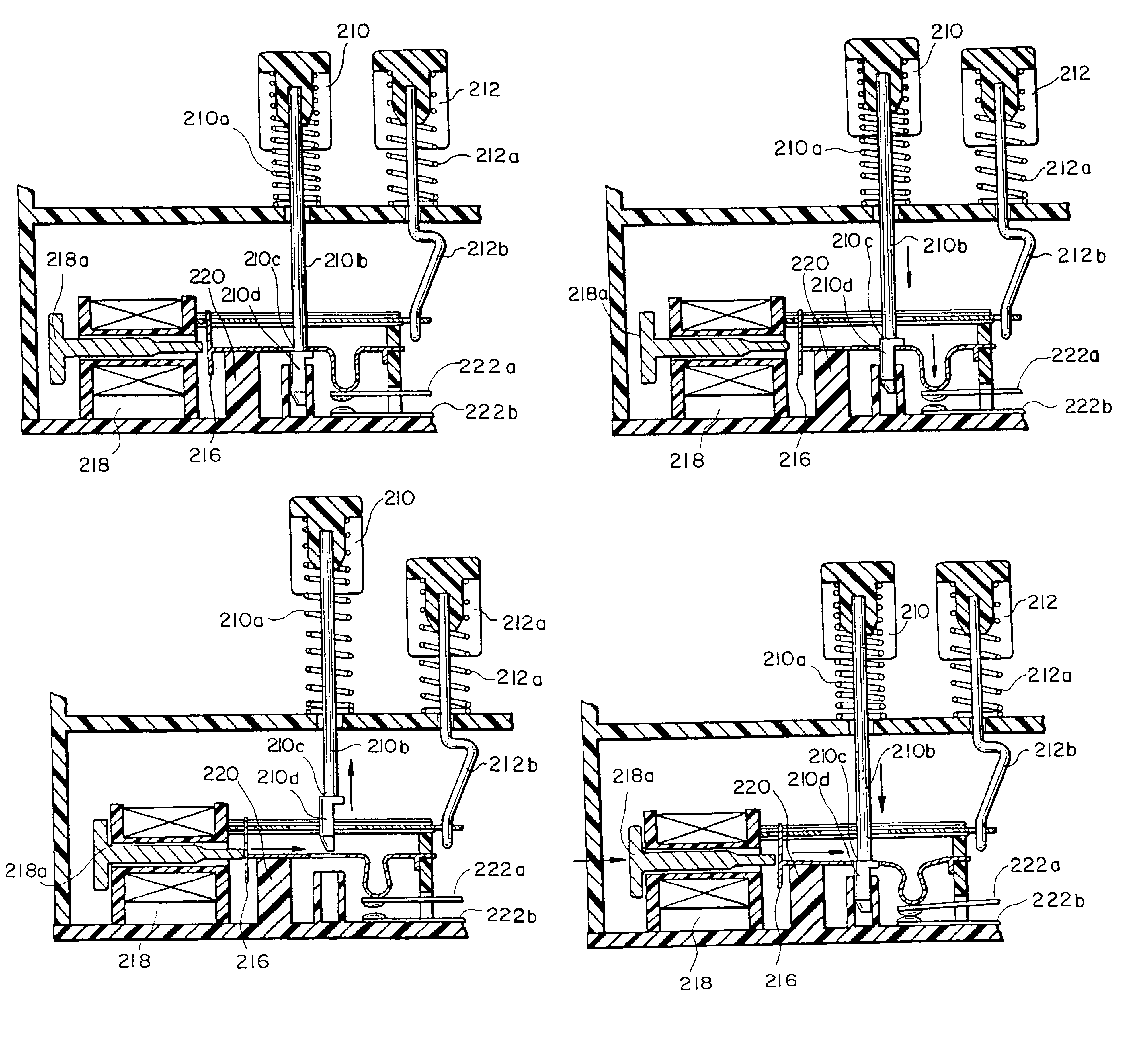 Reset lockout mechanism and independent trip mechanism for center latch circuit interrupting device