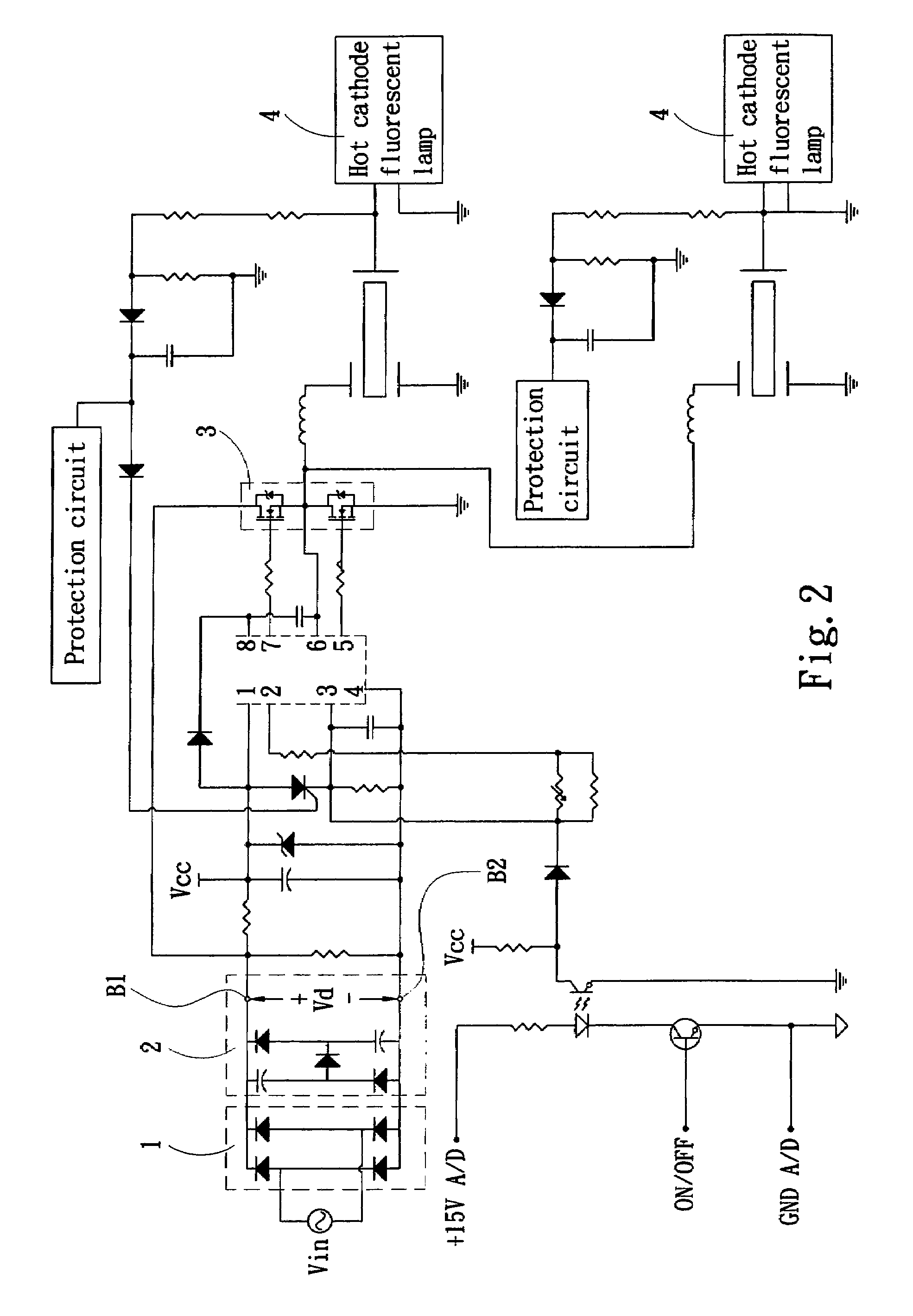 Driving circuit for hot cathode fluorescent lamps