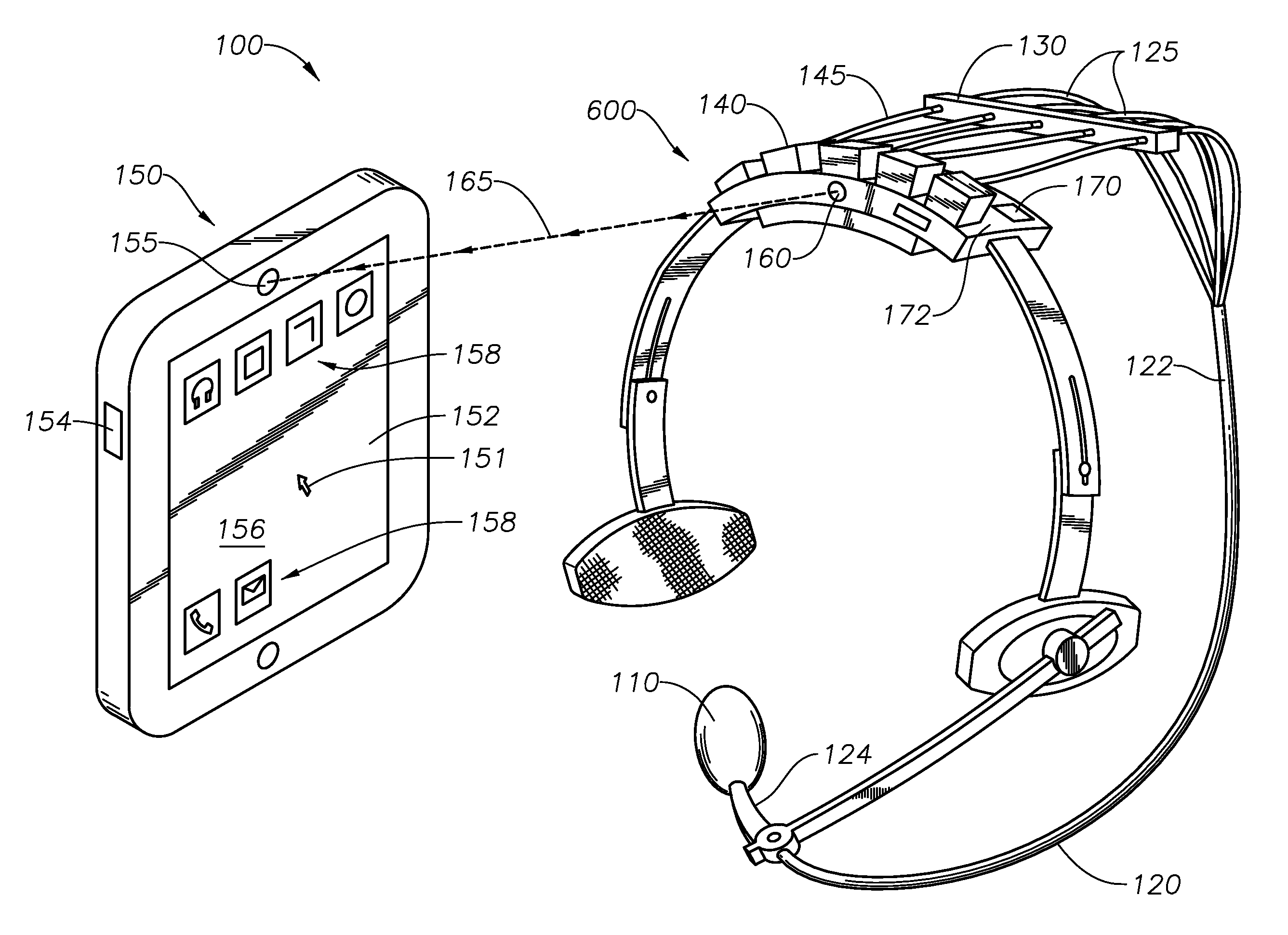 Wireless head set for lingual manipulation of an object, and method for moving a cursor on a display