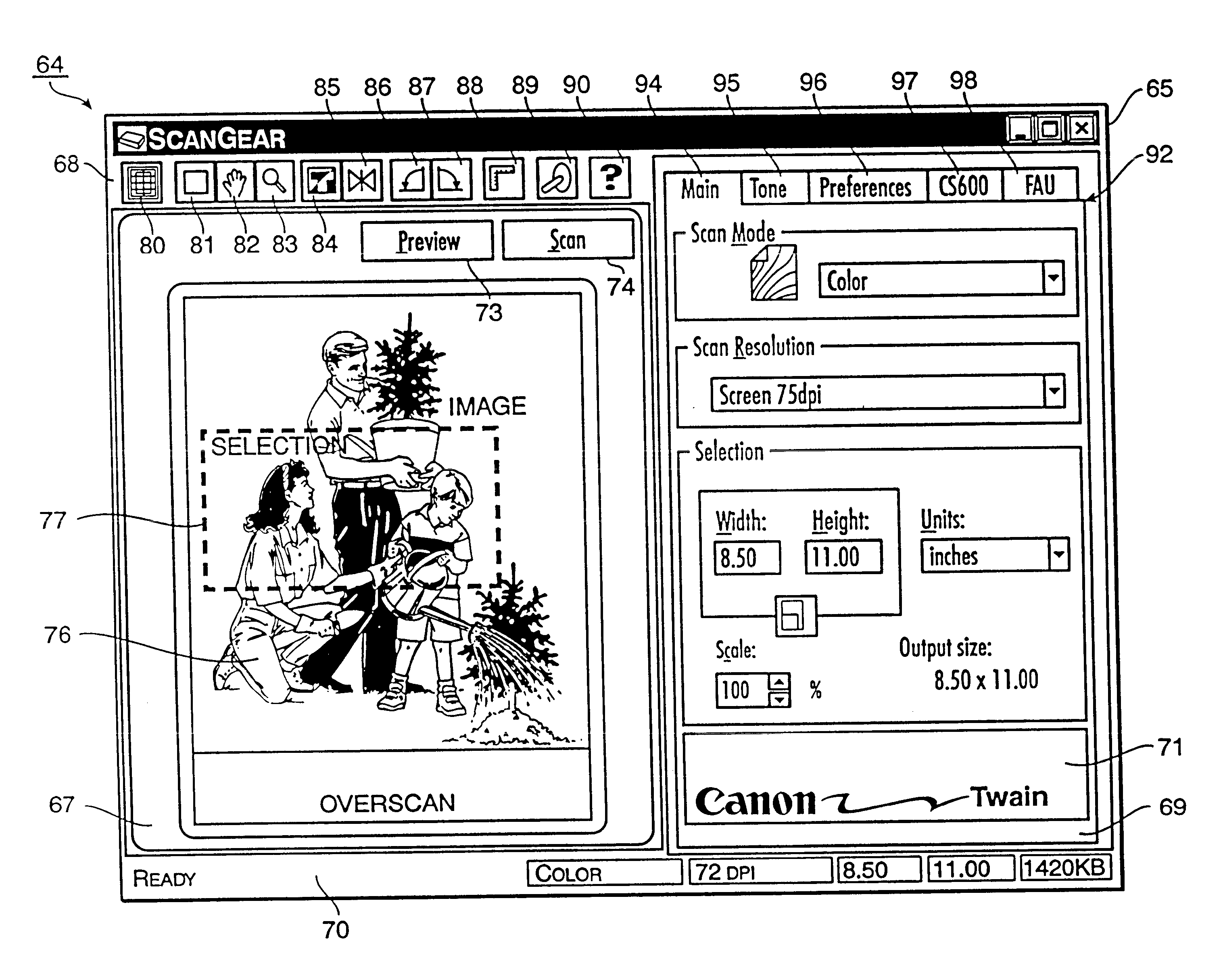 User interface for image acquisition devices