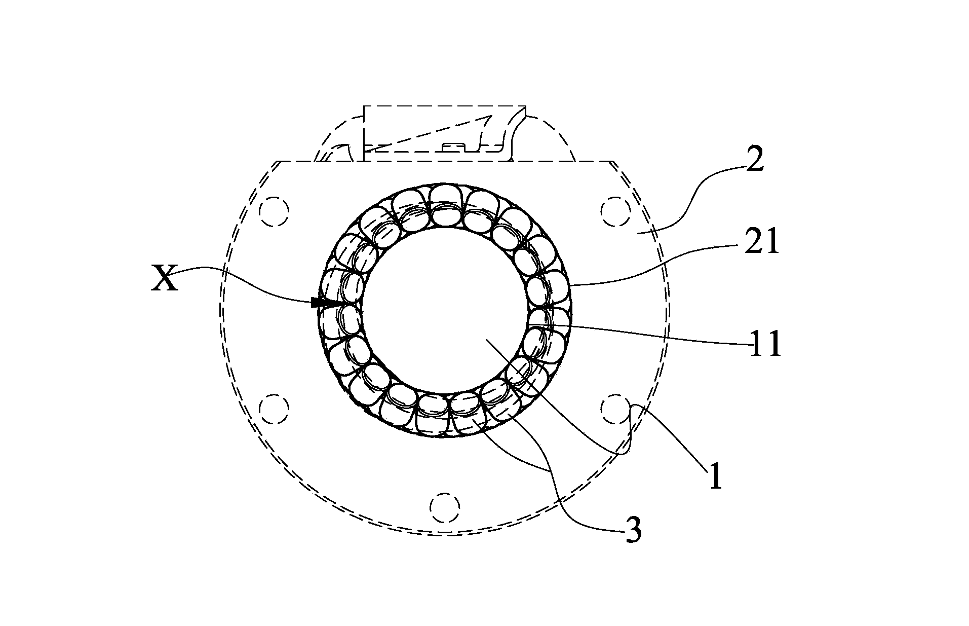 Roller screw rod with spacing bodies