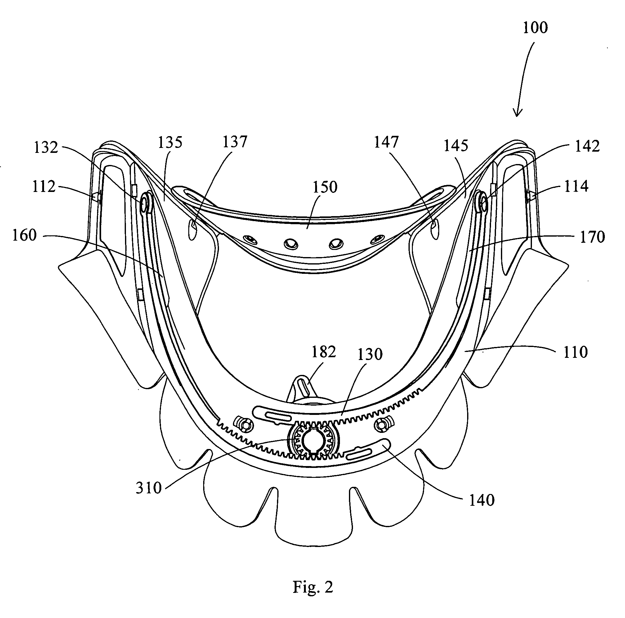 Cervical collar with geared adjustment