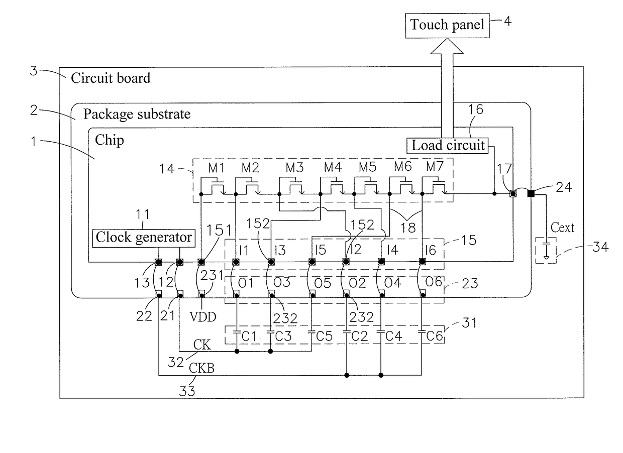 Charge pump based on a clock generator integrated chip