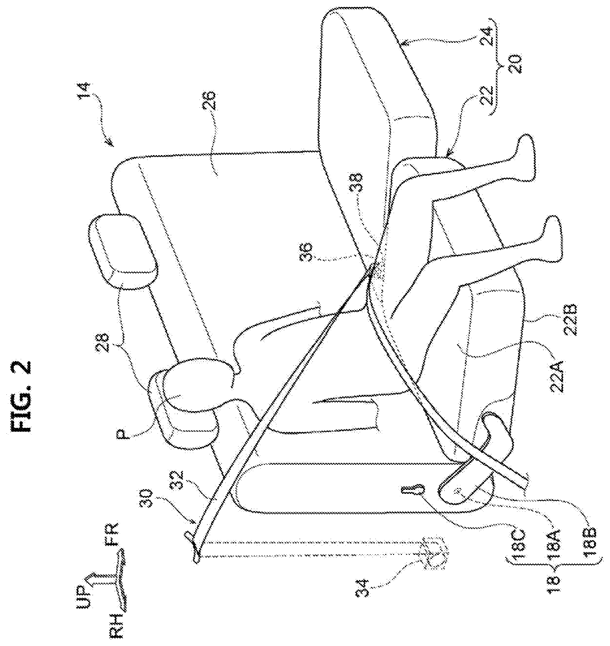 Vehicle seat and vehicle seat arrangement structure