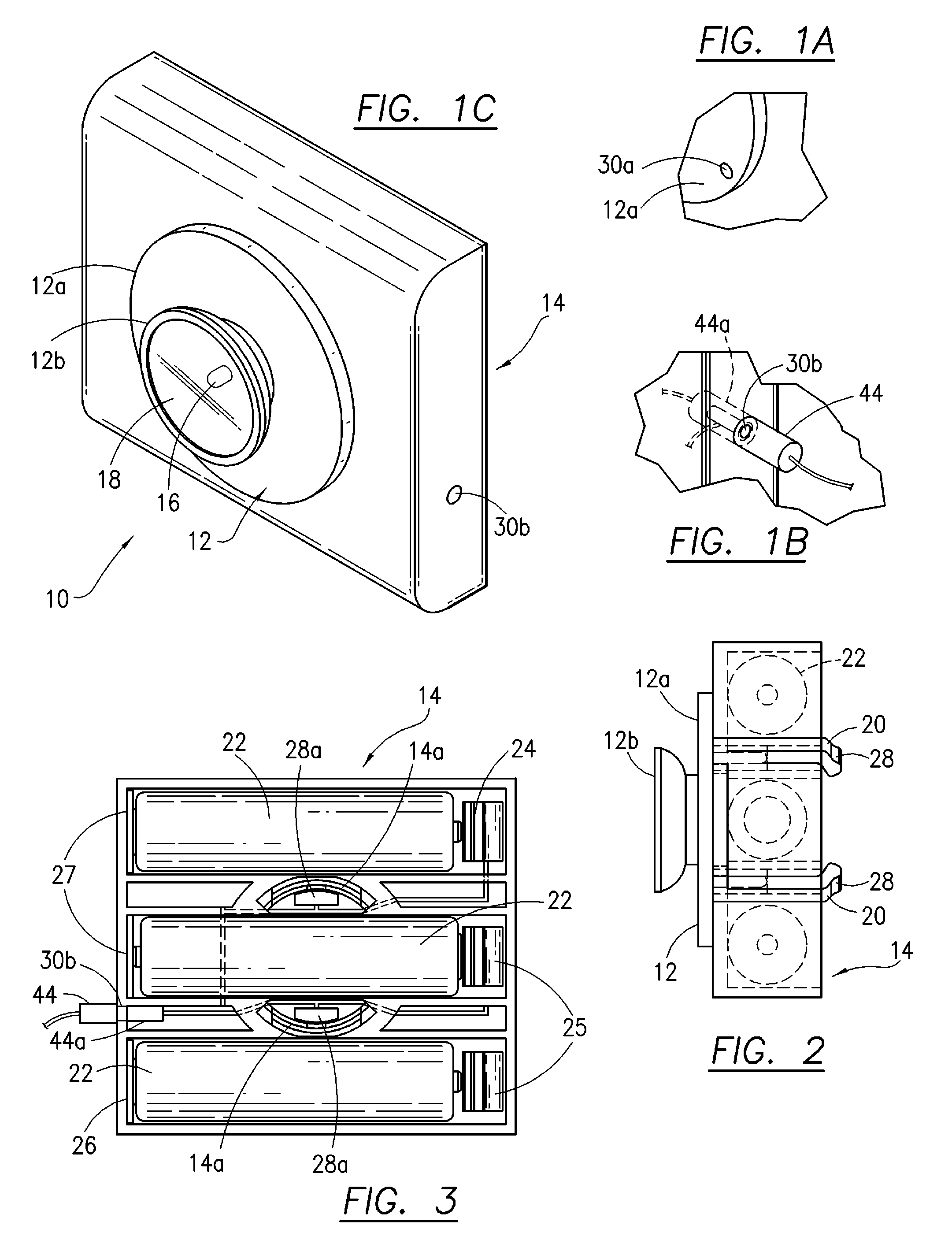 Illumination device mountable through an aperture in a clothing object