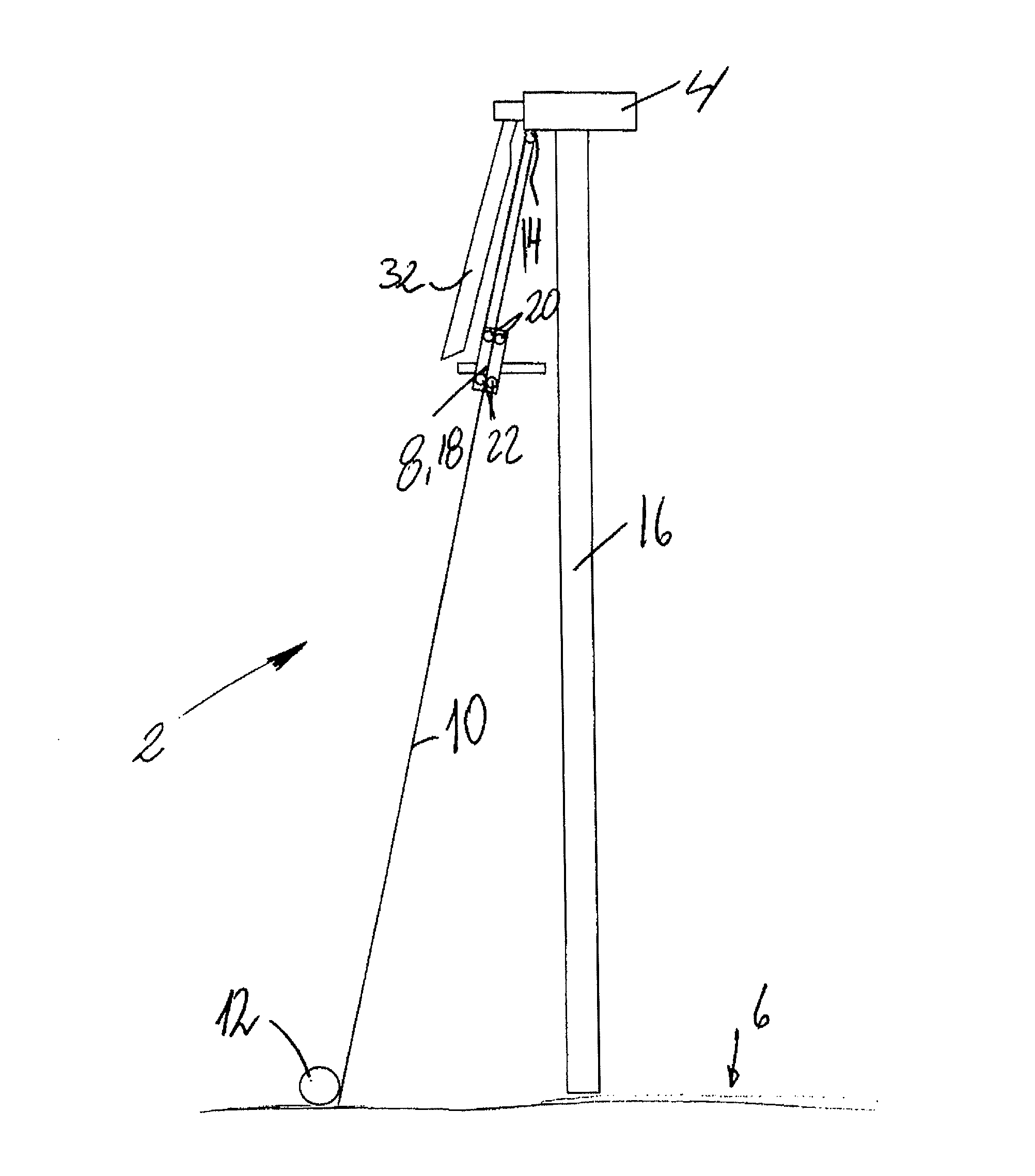 Device for establishing admittance and transport of cargo to and from a wind turbine construction above ground level