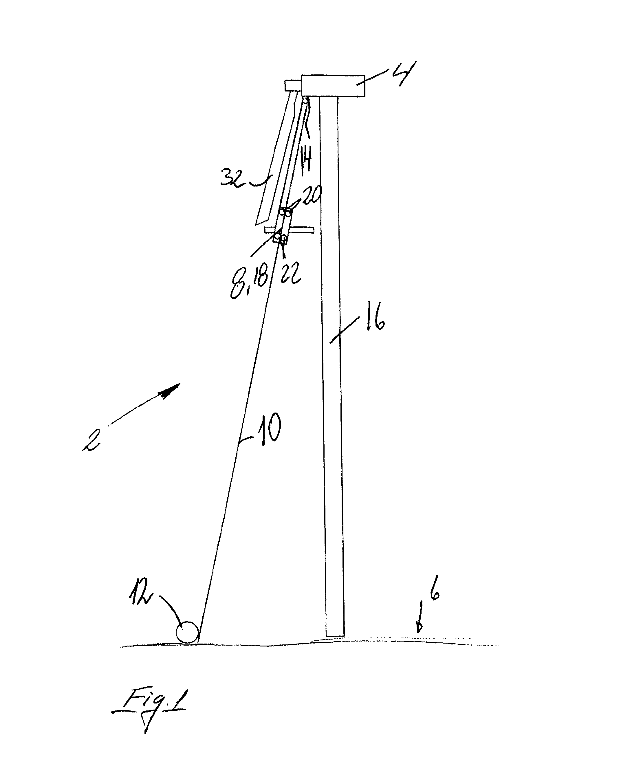 Device for establishing admittance and transport of cargo to and from a wind turbine construction above ground level