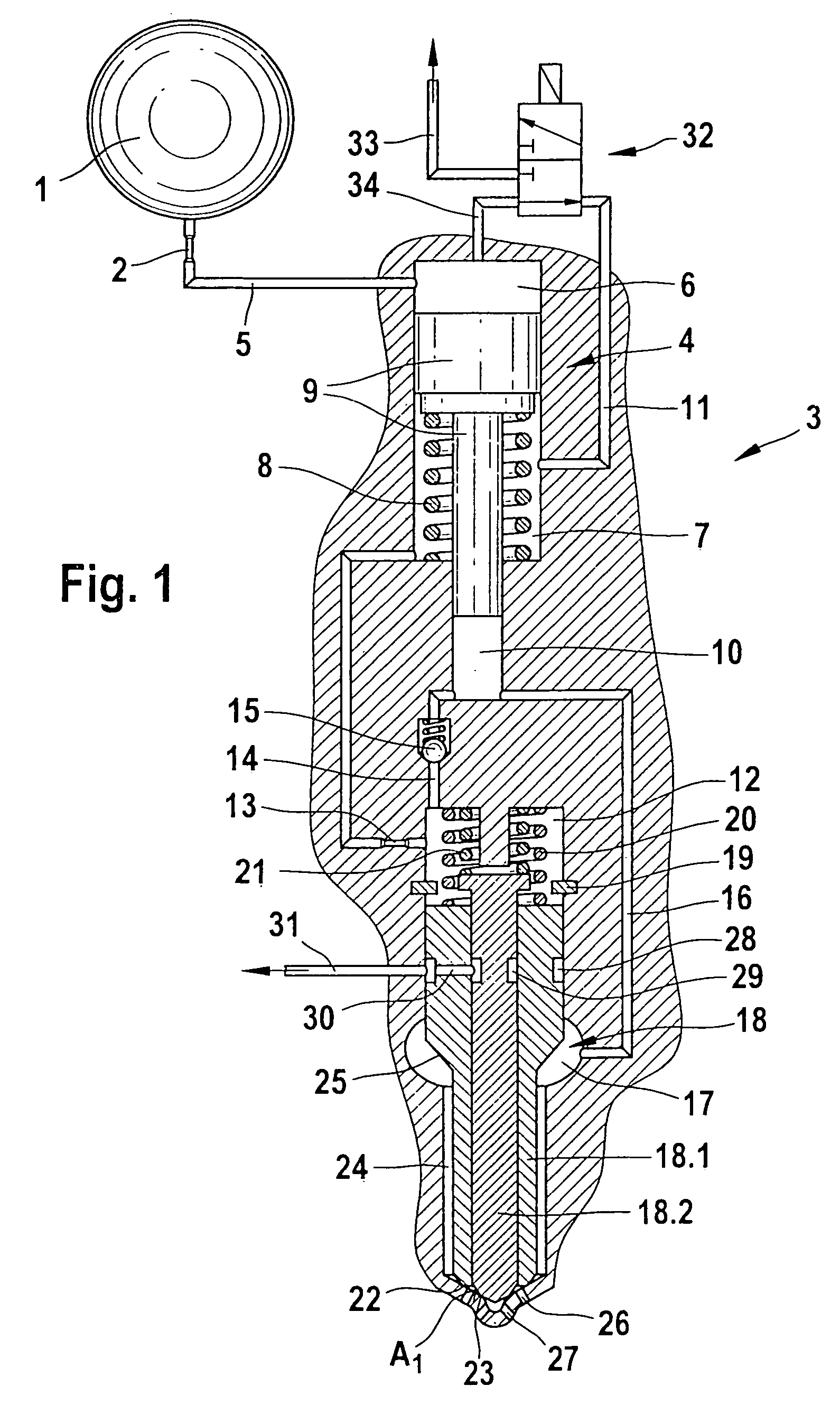 Fuel injector with multi-part injection valve member and with pressure booster