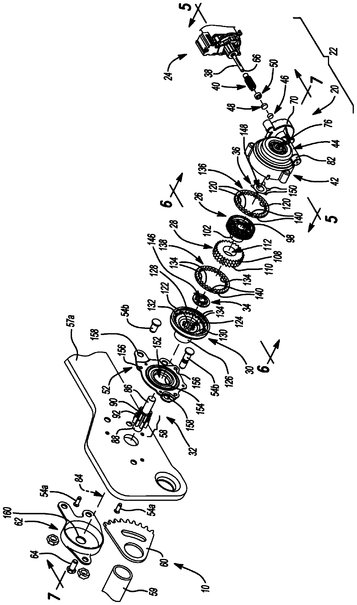 Gear assembly for seat adjustment ware