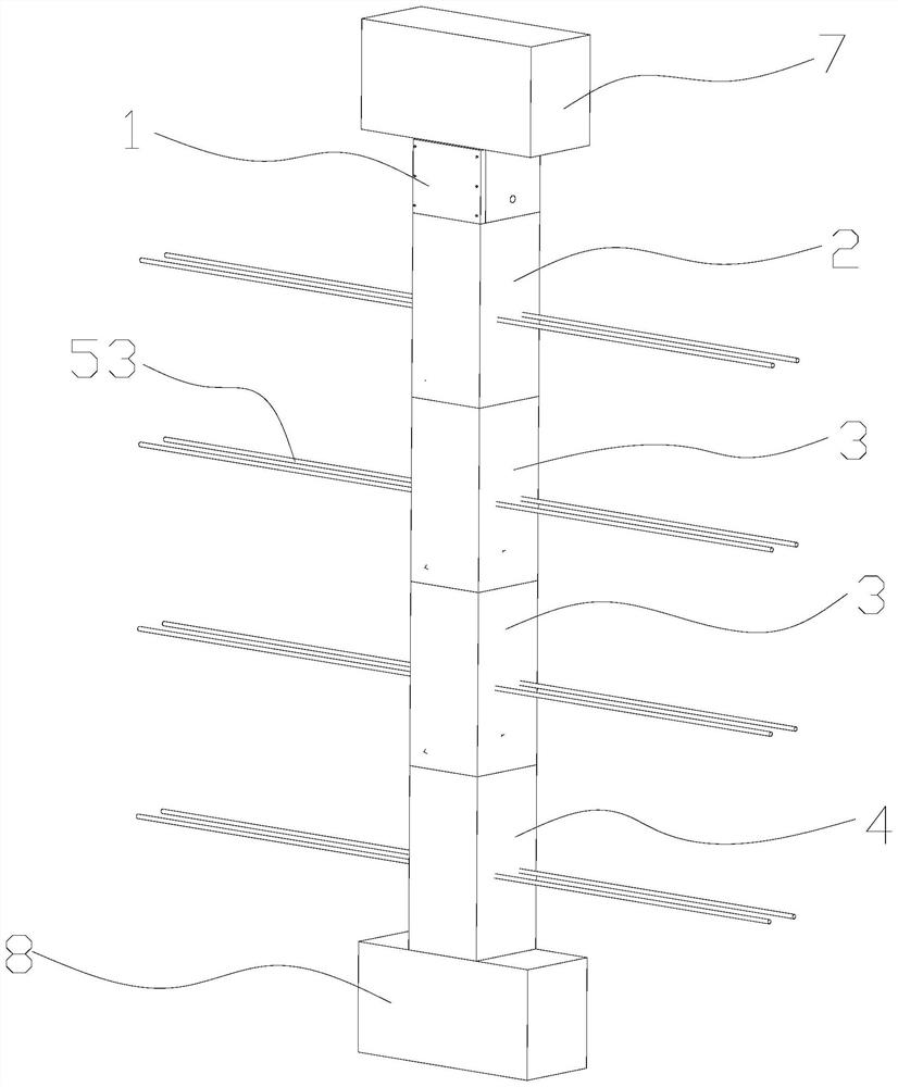 Novel recycled block concrete prefabricated assembly type constructional column and construction method thereof