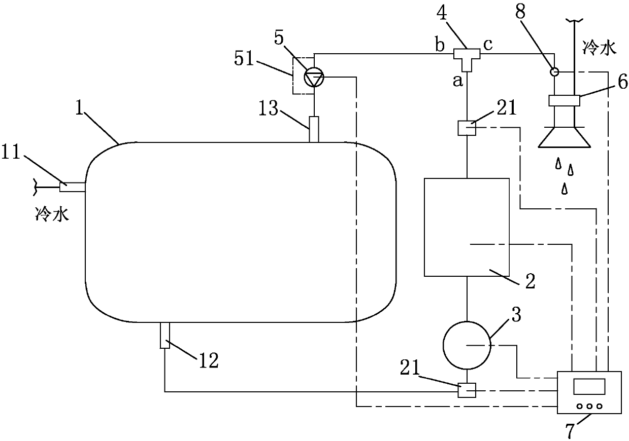 Low-power instant electric water heater with small-volume water tank