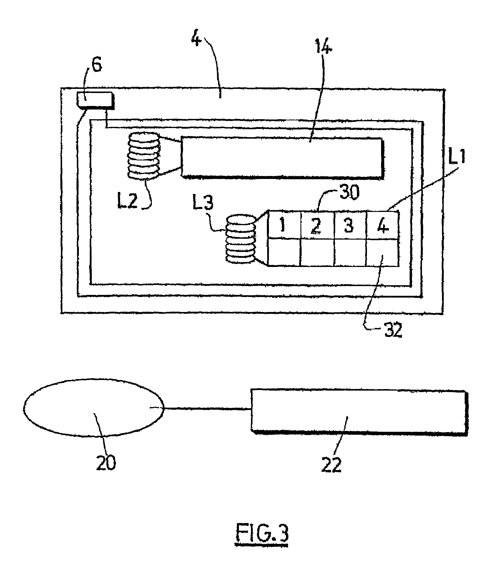 Inductive coupling exchange in a portable intelligent object with central and peripheral circuits