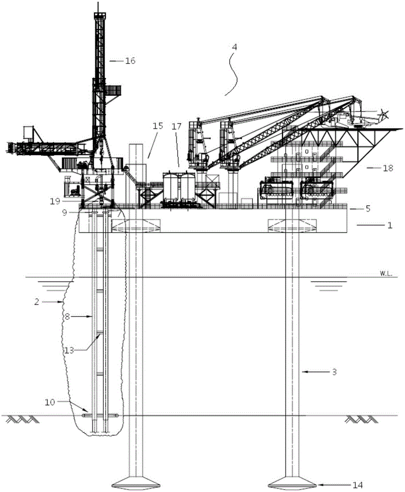 Relocatable self-elevating drilling production platform and self-installing and recycling method thereof