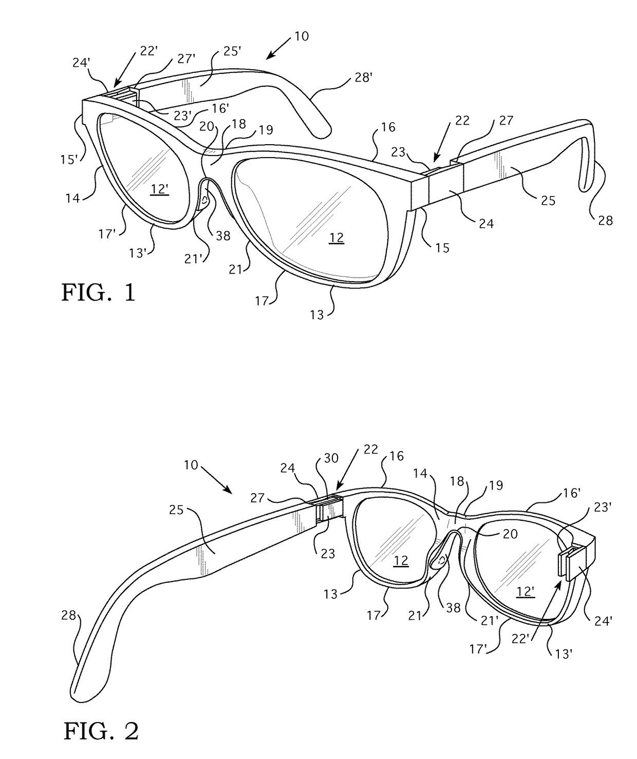 Eyeglasses with Detachable Temples and Nose Grip and Method of Use