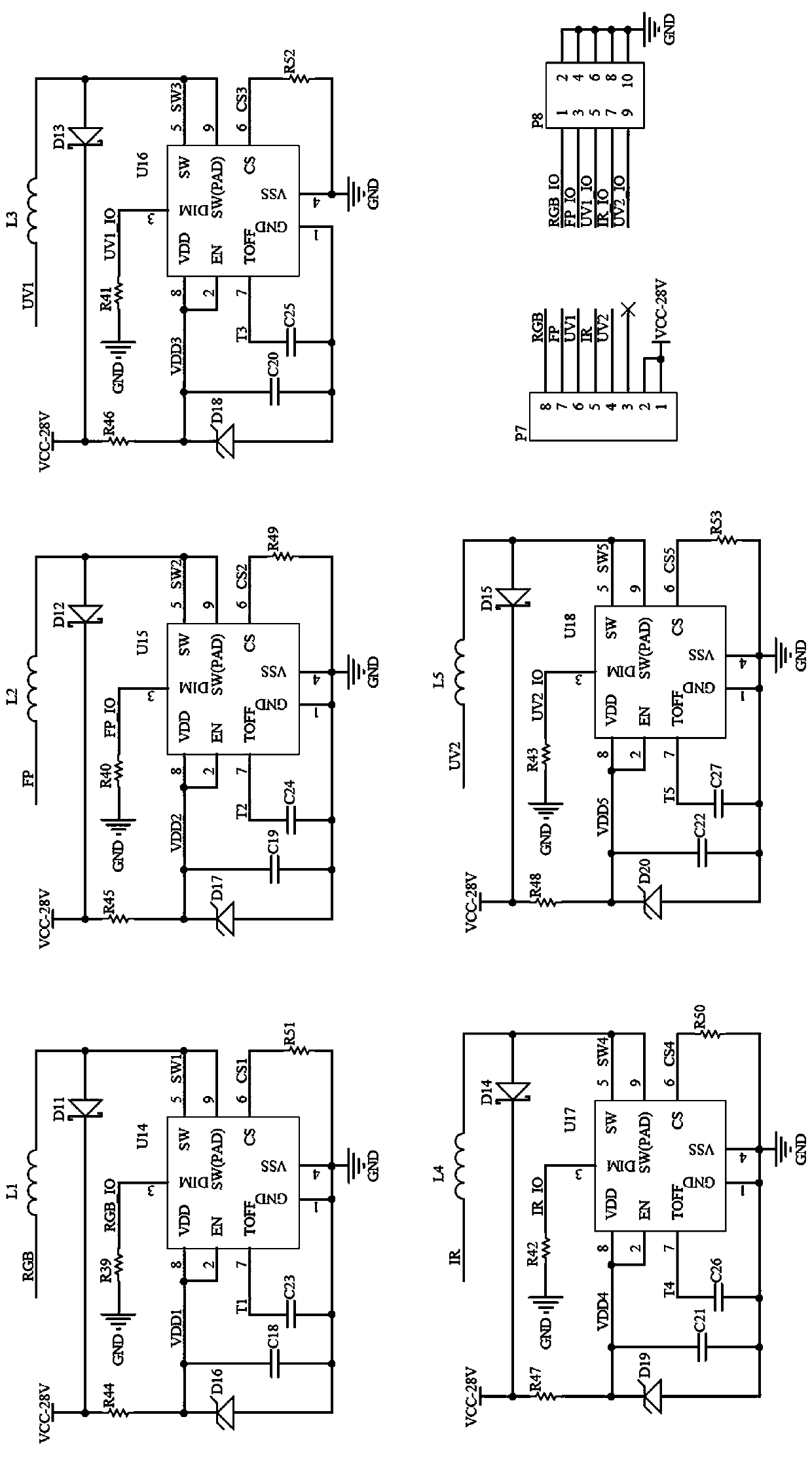 Control device for multiple types of LED light sources