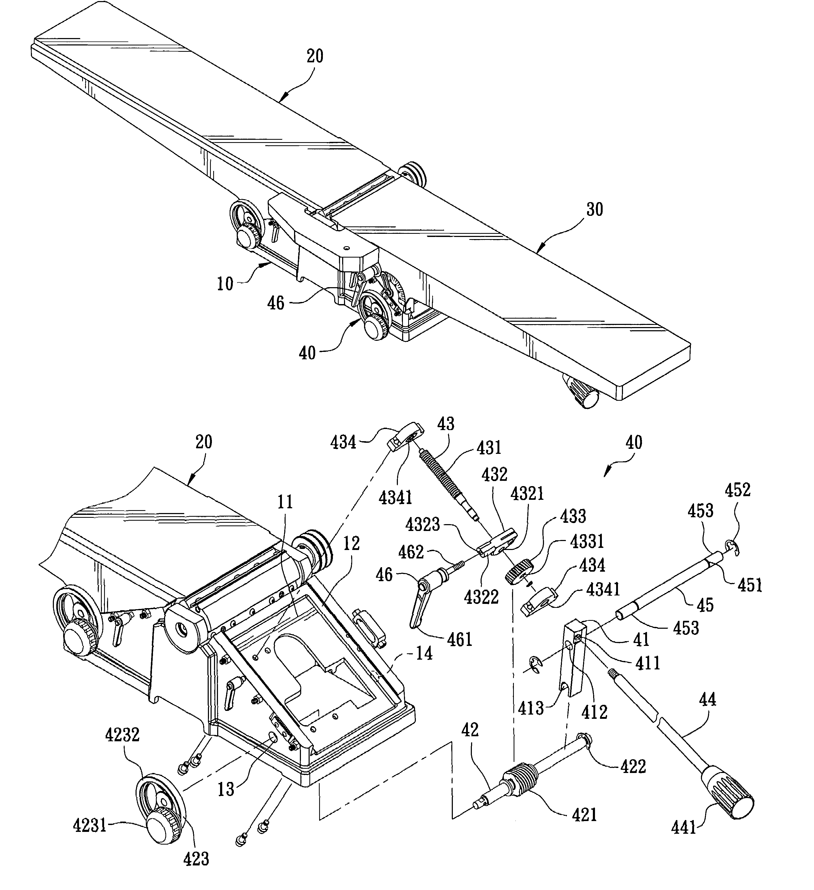 Quick elevating and micro-adjusting device for the worktable of a manual planer