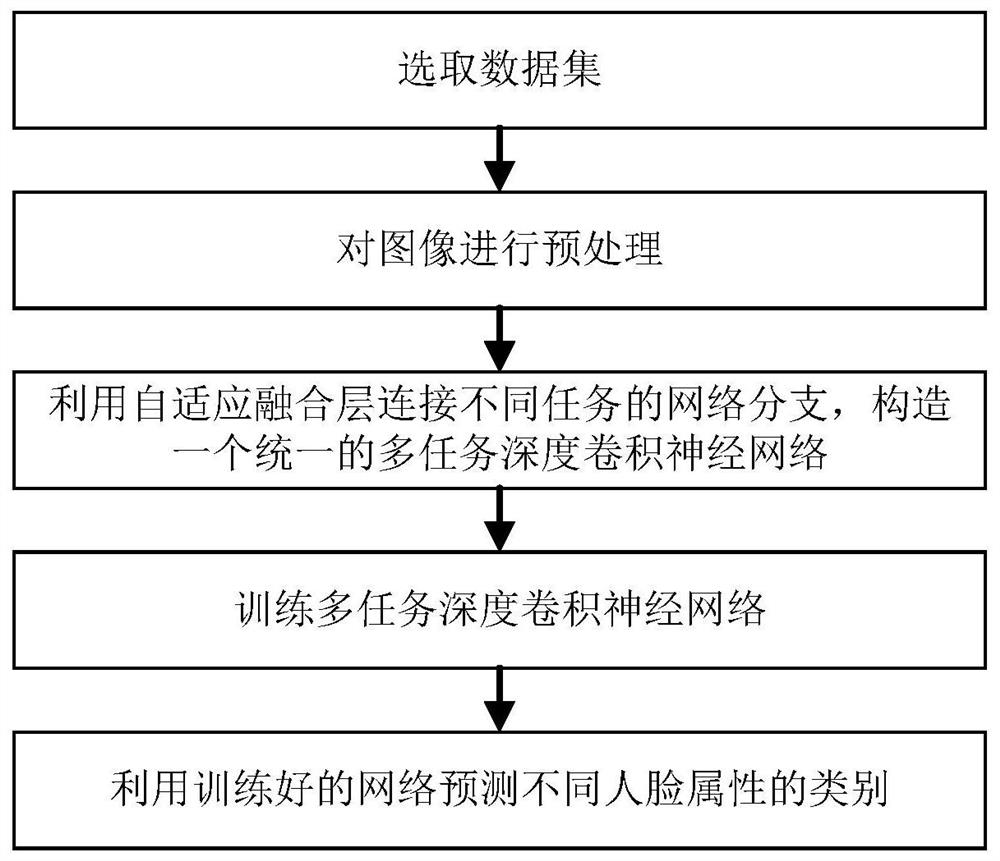 Multi-task face attribute classification method and system based on adaptive feature fusion