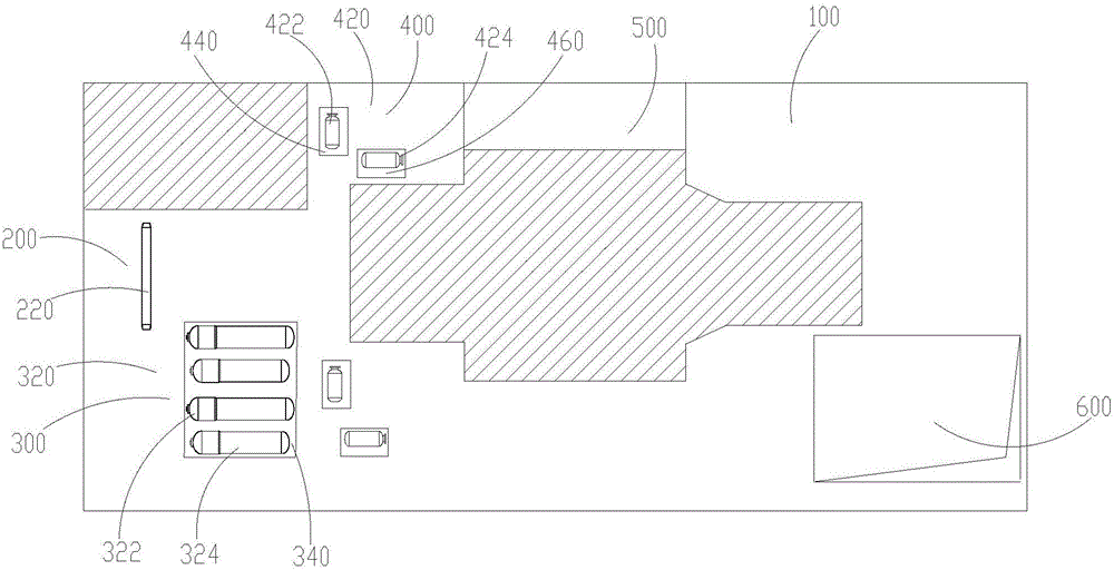 Large platform arrangement structure for nuclear power station conventional island workshop, and nuclear power station conventional island workshop